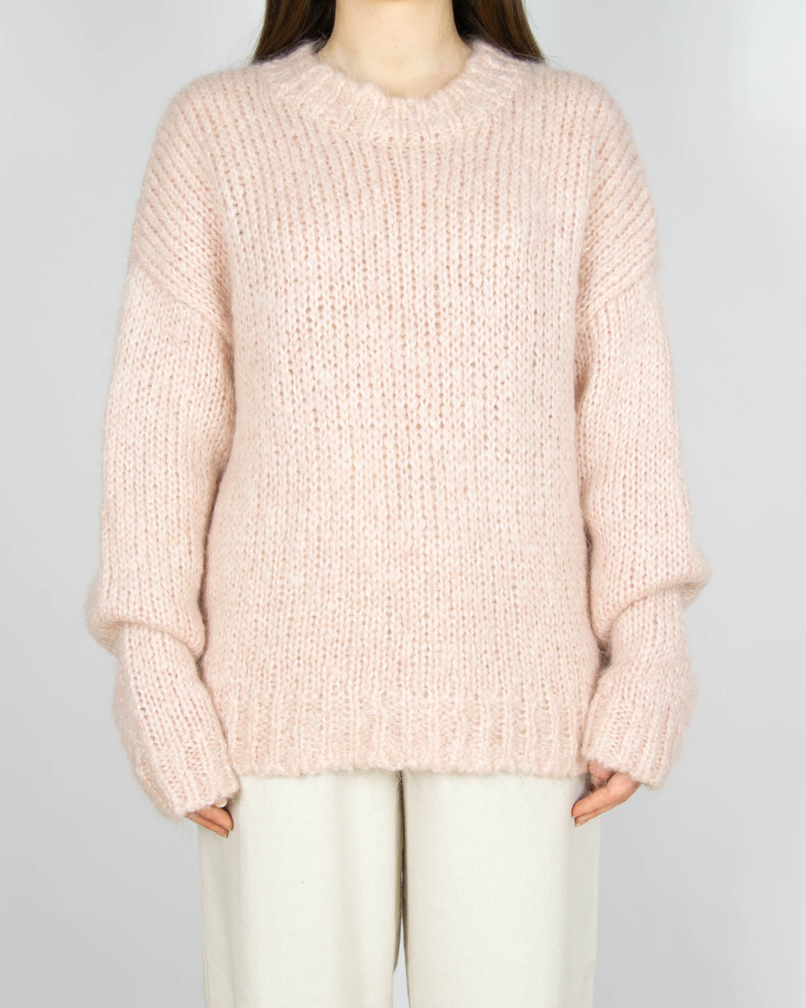 Pudrowy moherowy sweter H&M Premium