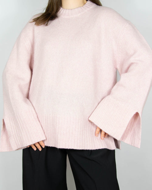 Pudrowy różowy (wełna + bawełna) sweter skandynawskiej marki Donna