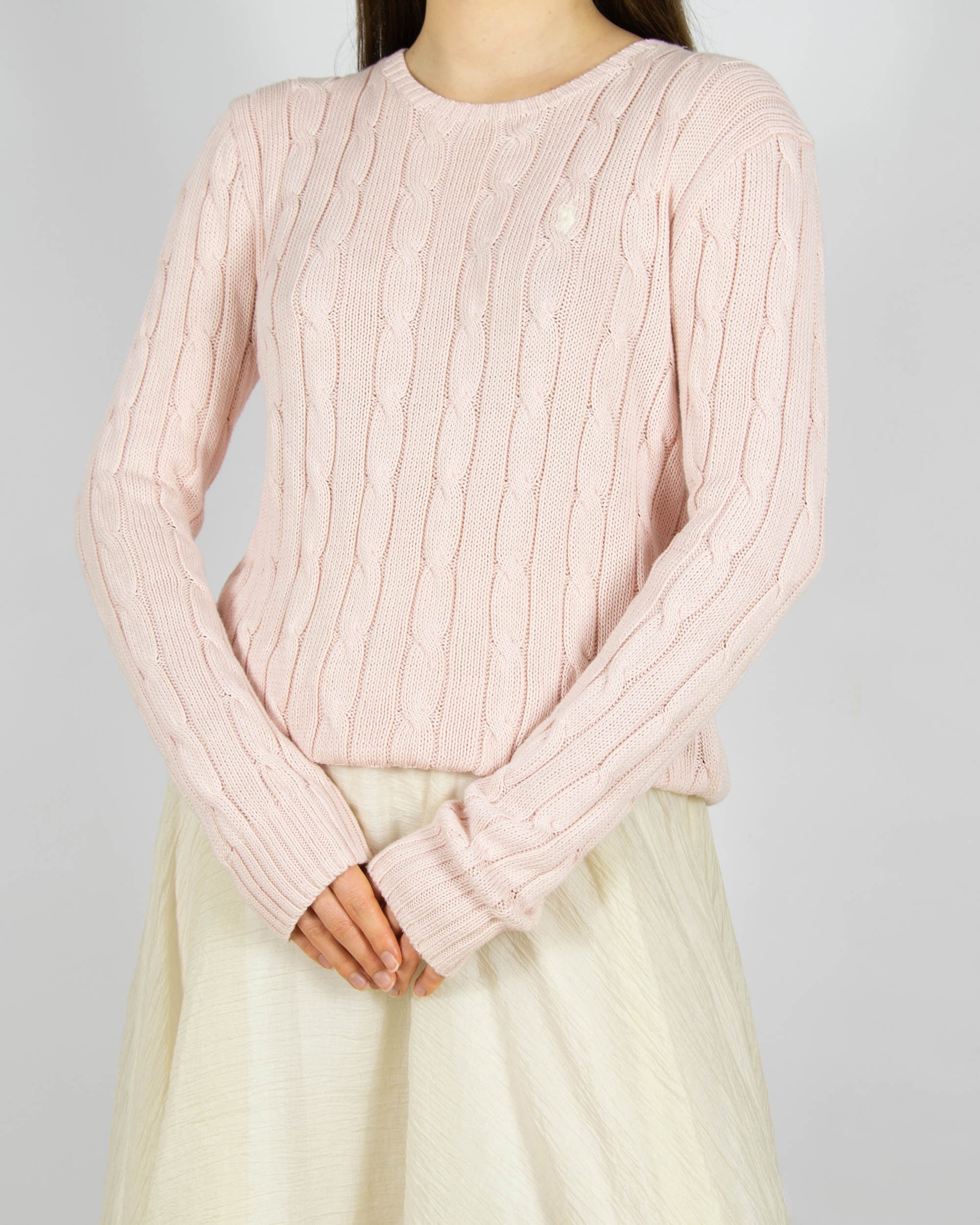Pudrowy różowy bawełniany (pima) sweter Ralph Lauren - L