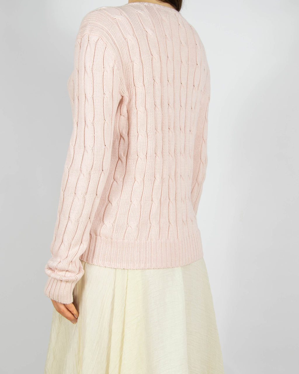 Pudrowy różowy bawełniany (pima) sweter Ralph Lauren - L