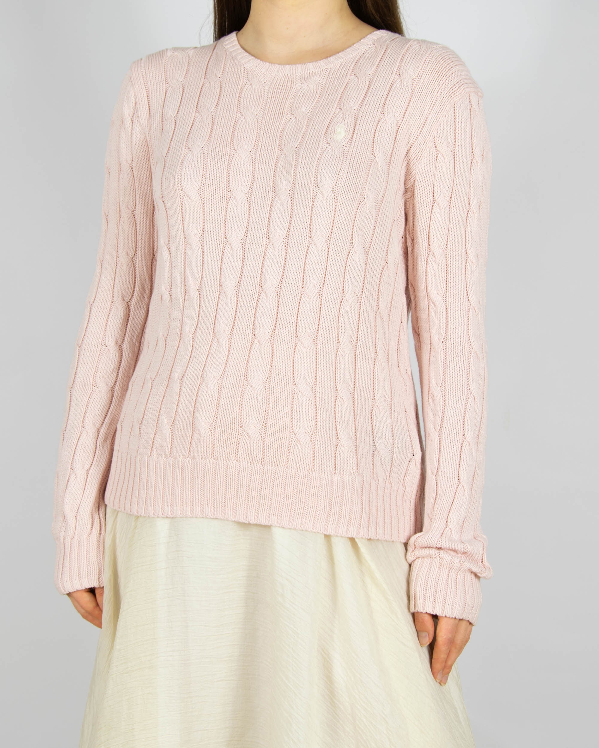 Pudrowy różowy bawełniany (pima) sweter Ralph Lauren