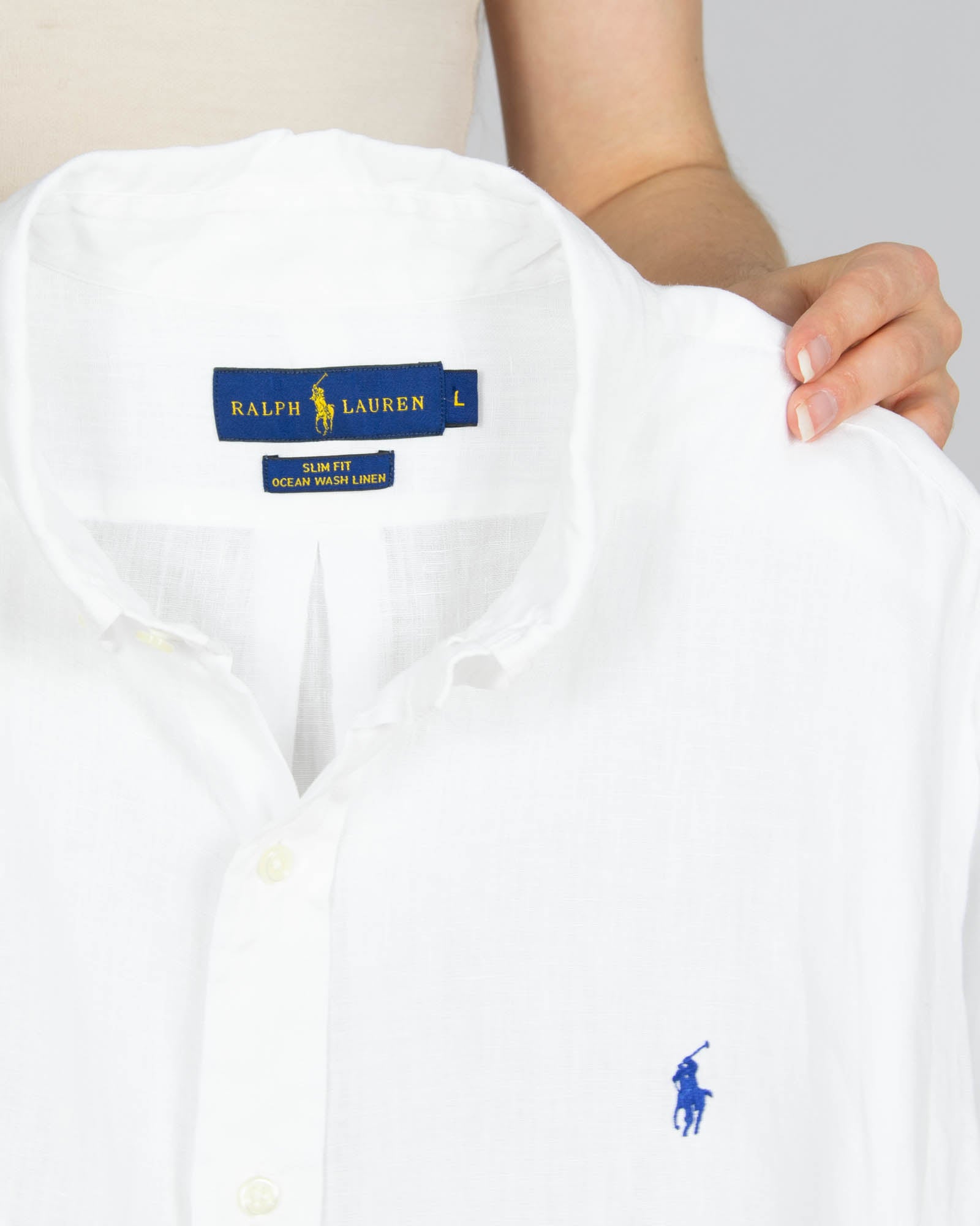 Biała lniana koszula Ralph Lauren - L