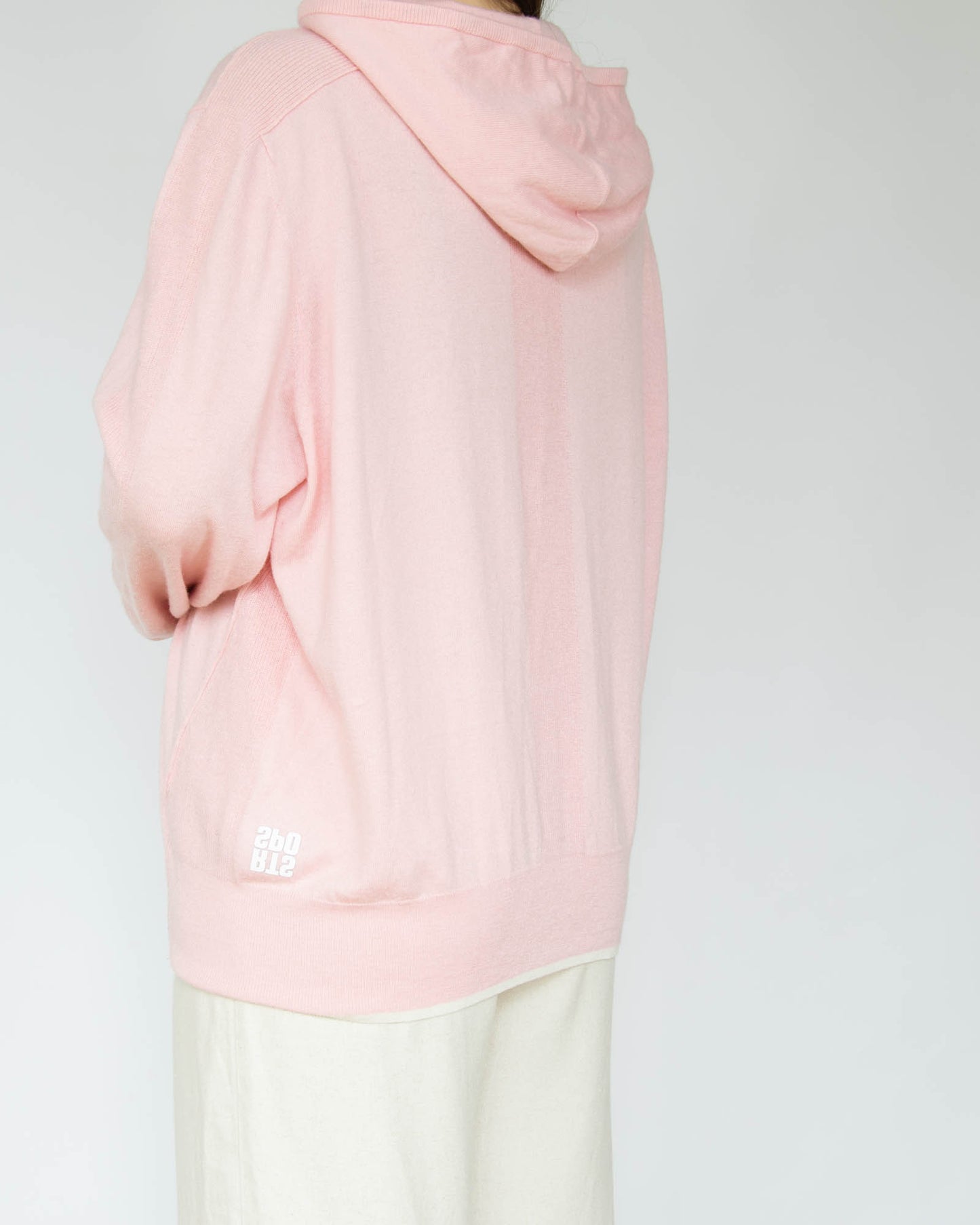 Pastelowa różowa wełniana bluza z kapturem MARC CAIN - M/L