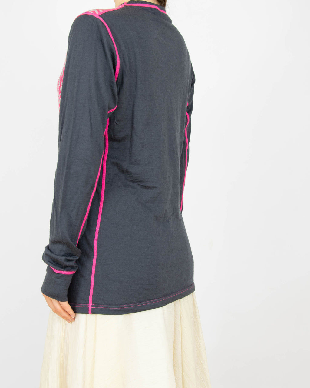 Szaro różowa (merino + modal) bluzka termiczna Kari Traa - XL