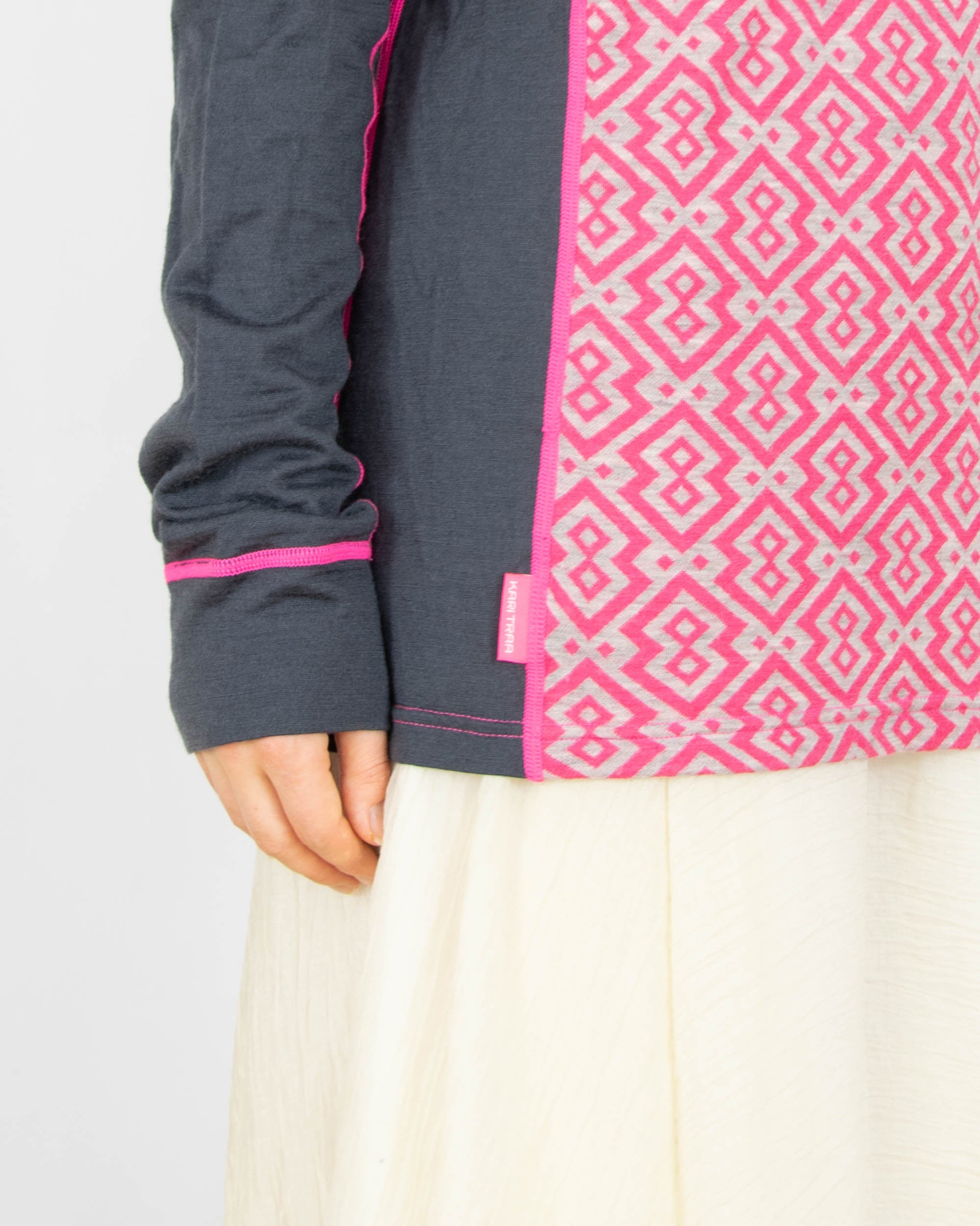 Szaro różowa (merino + modal) bluzka termiczna Kari Traa - XL