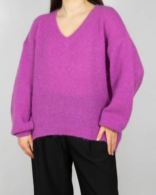 Różowy (kid moher + merino) sweter duńskiej marki Americandreams