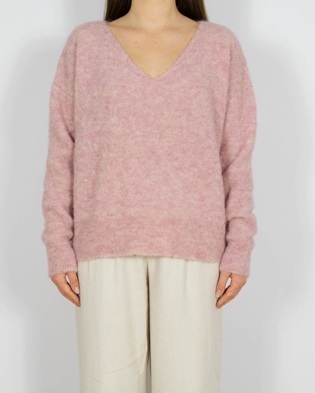 Różowy wełniany (alpaka) sweter Peruvian Connection