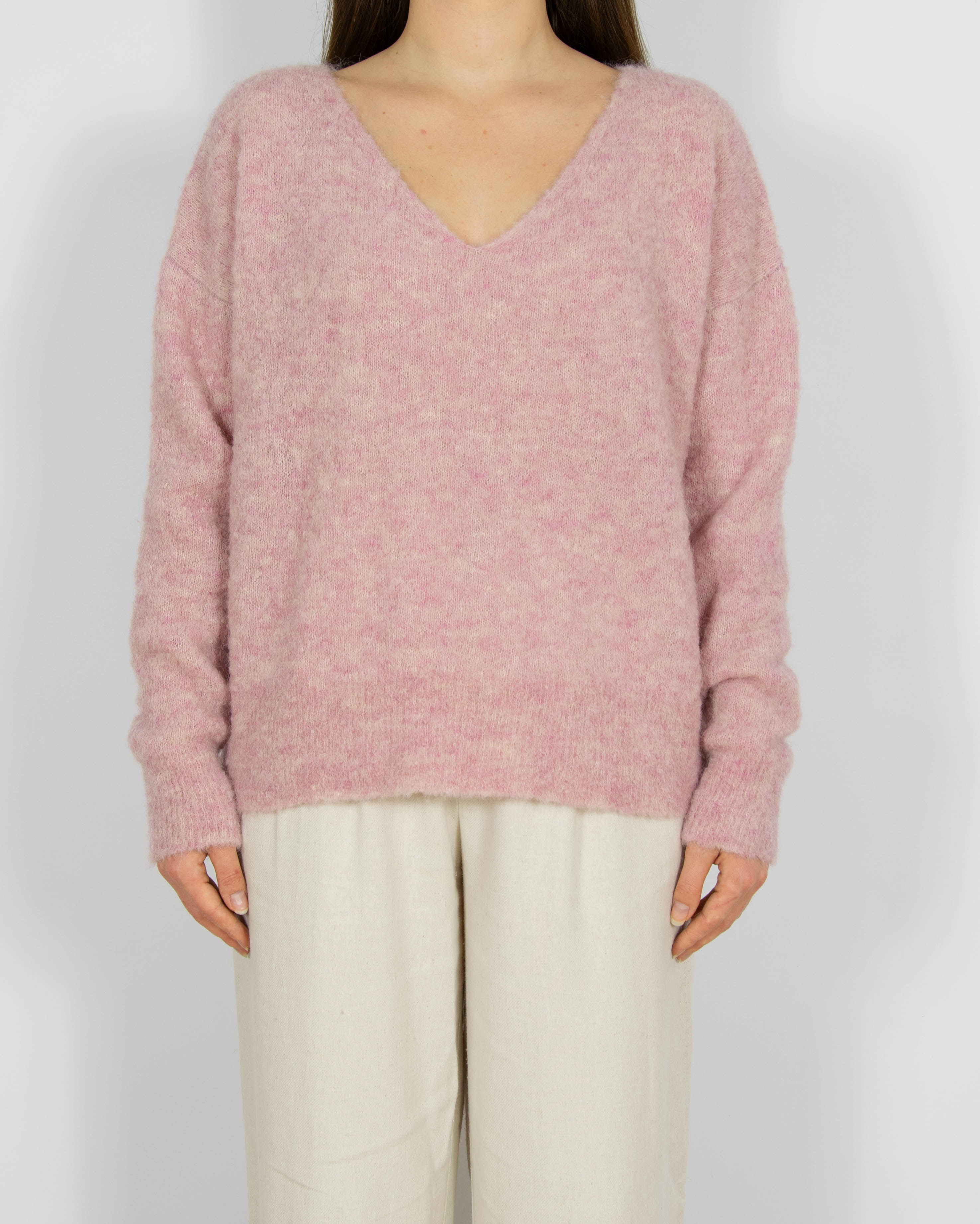 Różowy wełniany (alpaka) sweter Peruvian Connection