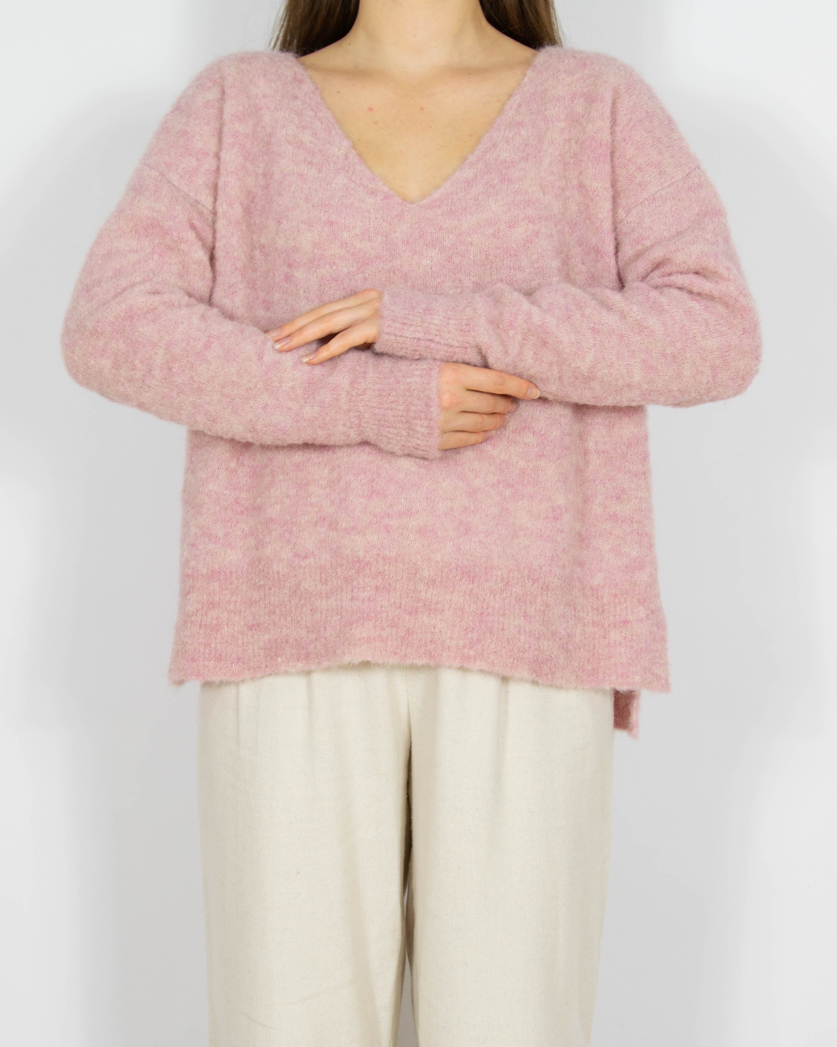 Różowy wełniany (alpaka) sweter Peruvian Connection