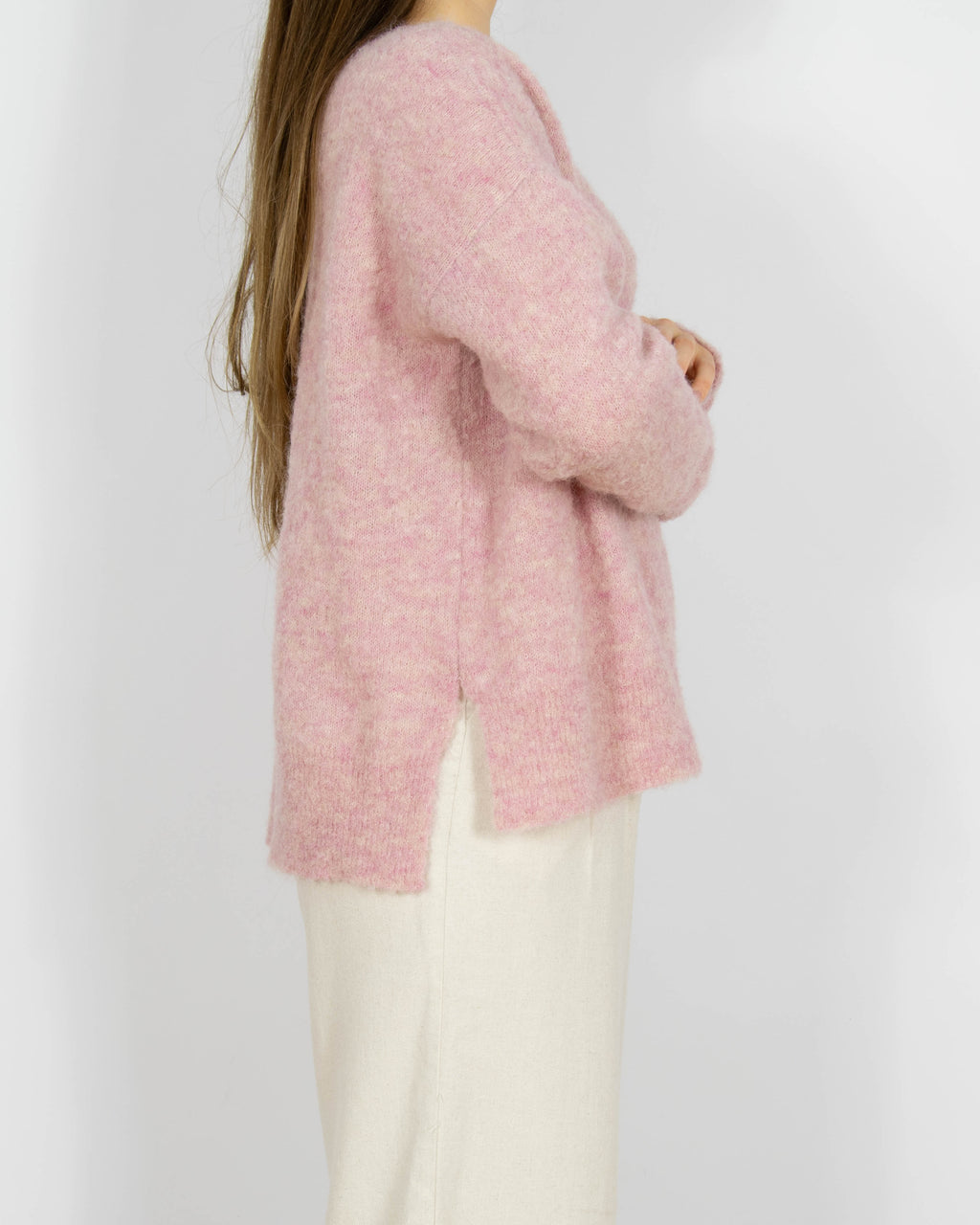 Różowy wełniany (alpaka) sweter Peruvian Connection - M