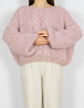 Różowy moherowy sweter Handmade - S/M