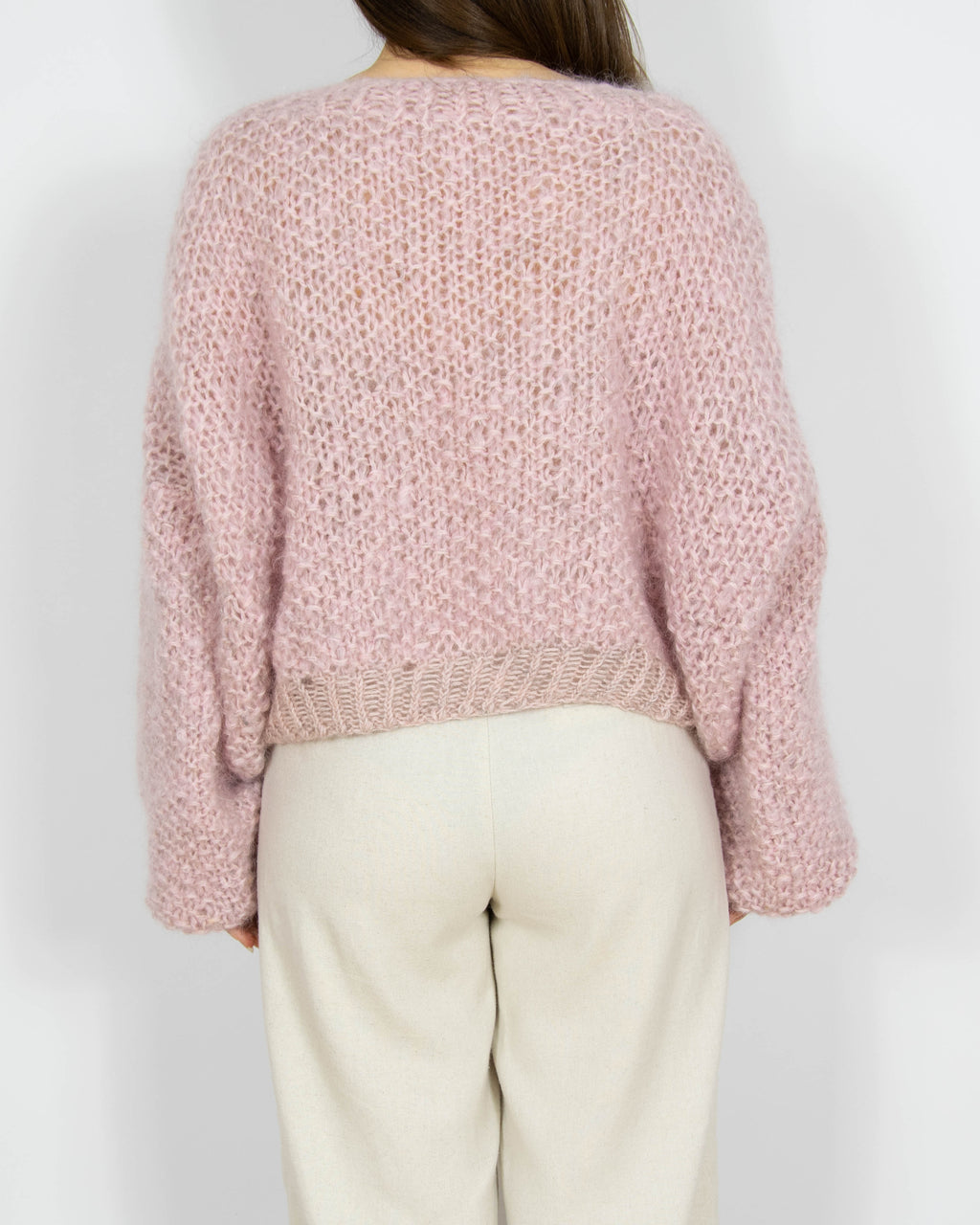 Różowy moherowy sweter Handmade - S/M
