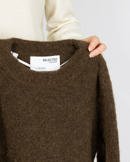 Brązowy wełniany (wełna + alpaka) sweter - XS/S