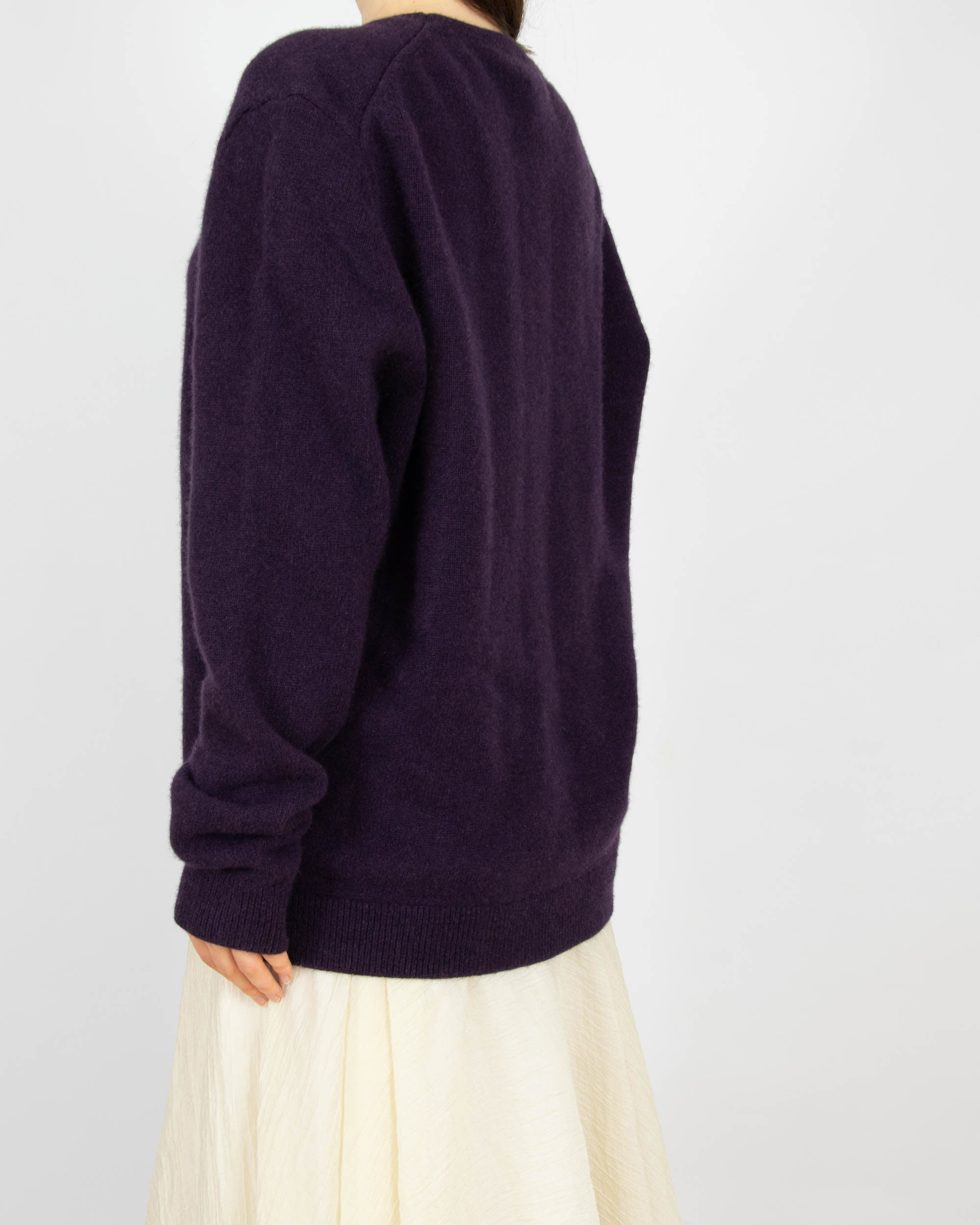 Śliwkowy (wełna jagnięca) sweter H&M Premium - XL