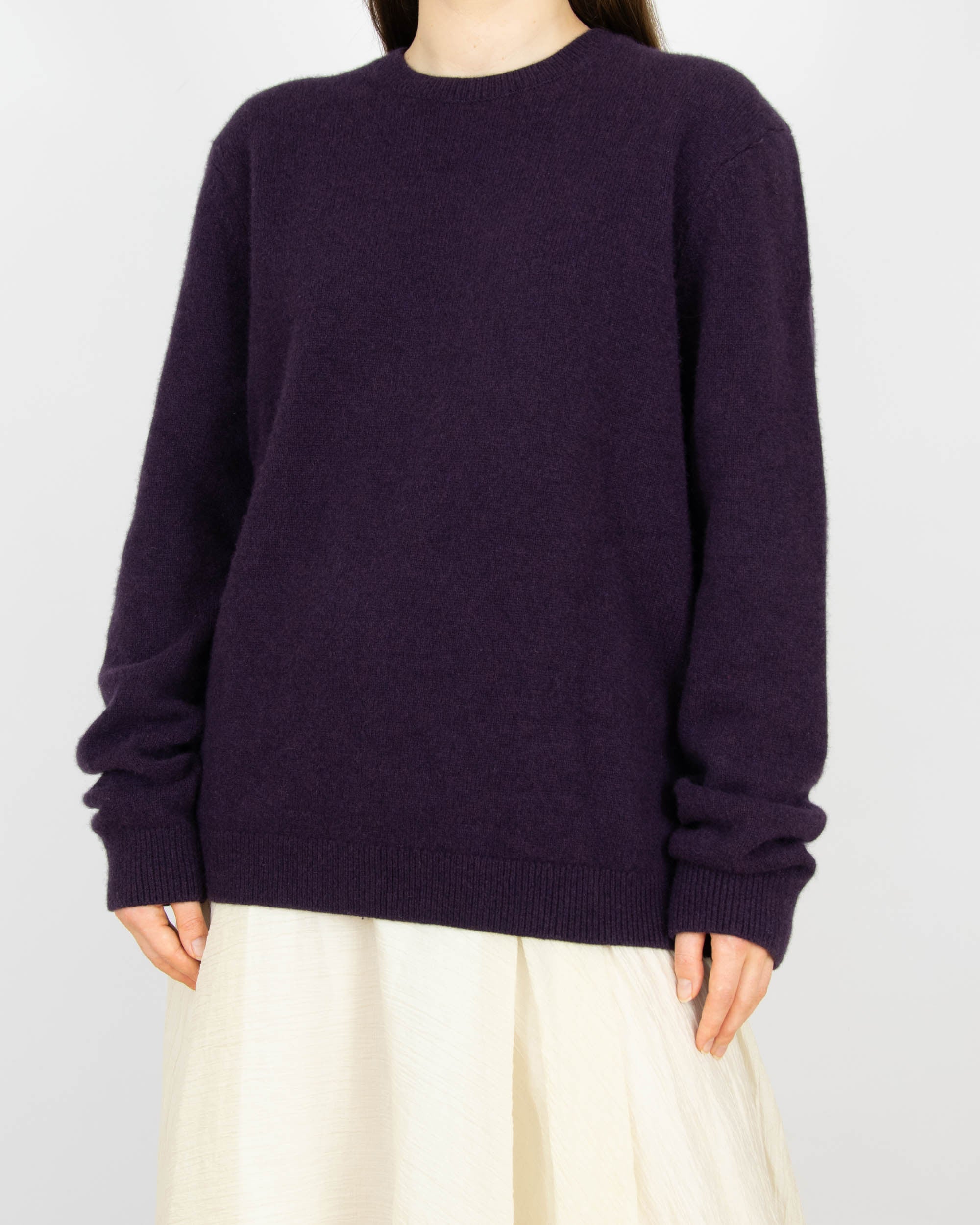 Śliwkowy (wełna jagnięca) sweter H&M Premium - XL
