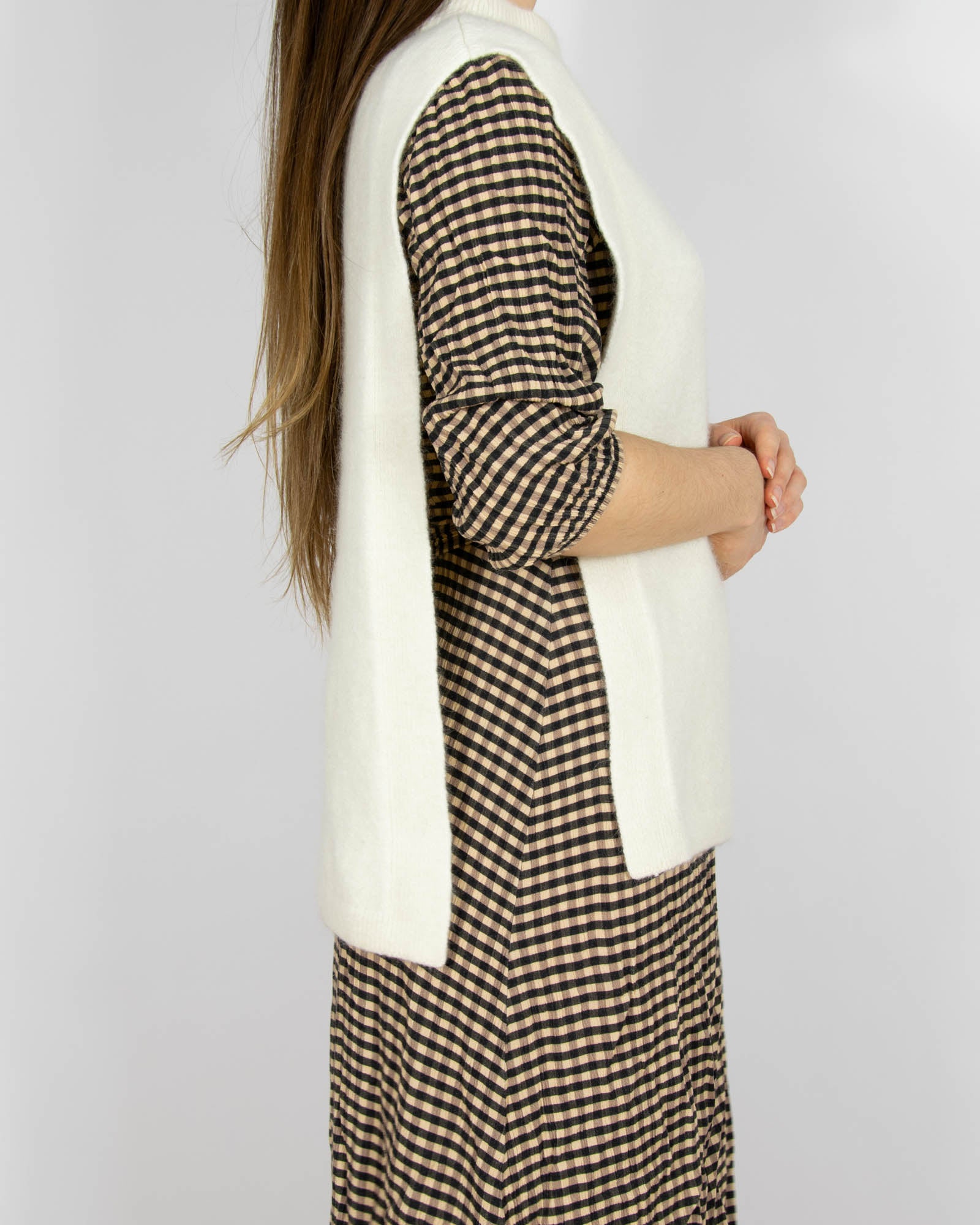 Śmietankowa wełniana kamizelka Massimo Dutti - S/M