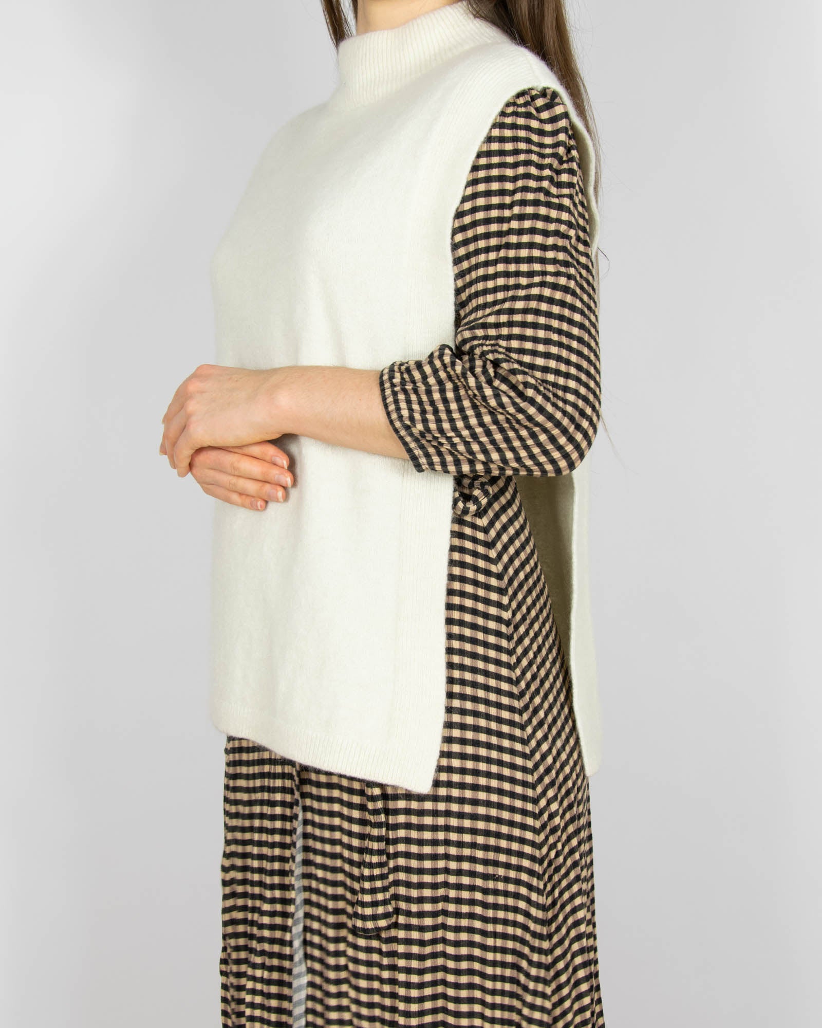 Śmietankowa wełniana kamizelka Massimo Dutti - S/M