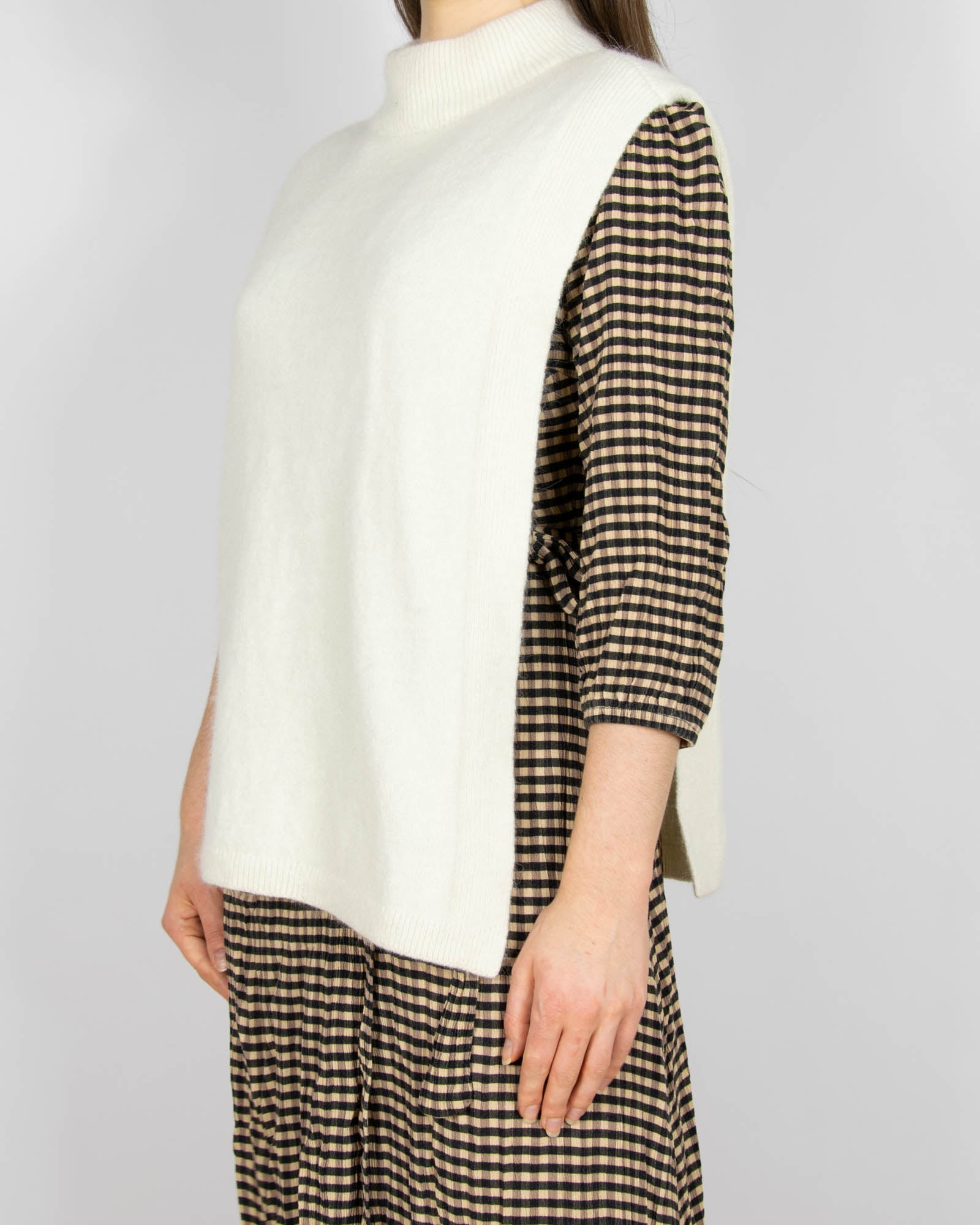 Śmietankowa wełniana kamizelka Massimo Dutti - S/M