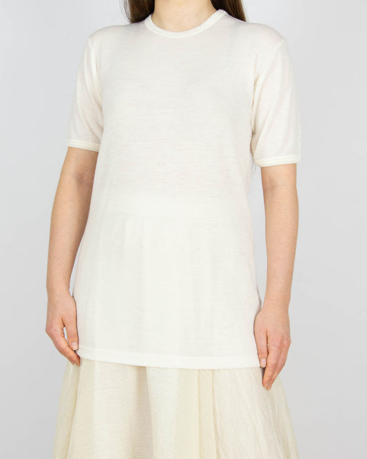 Śmietankowa wełniana (pure new wool) podkoszulka - M