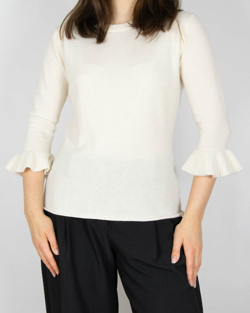 Śmietankowy kaszmirowy sweter skandynawskiej marki premium Gerts Oslo Cashmere