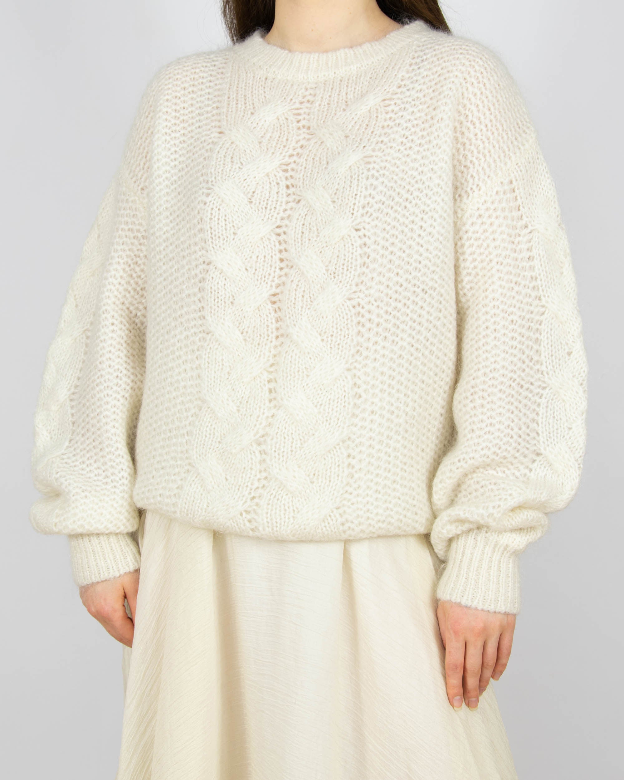 Śmietankowy moherowy sweter Marie Philippe