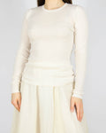 Śmietankowy (merino) prążkowany sweter Pierre Robert - S/M