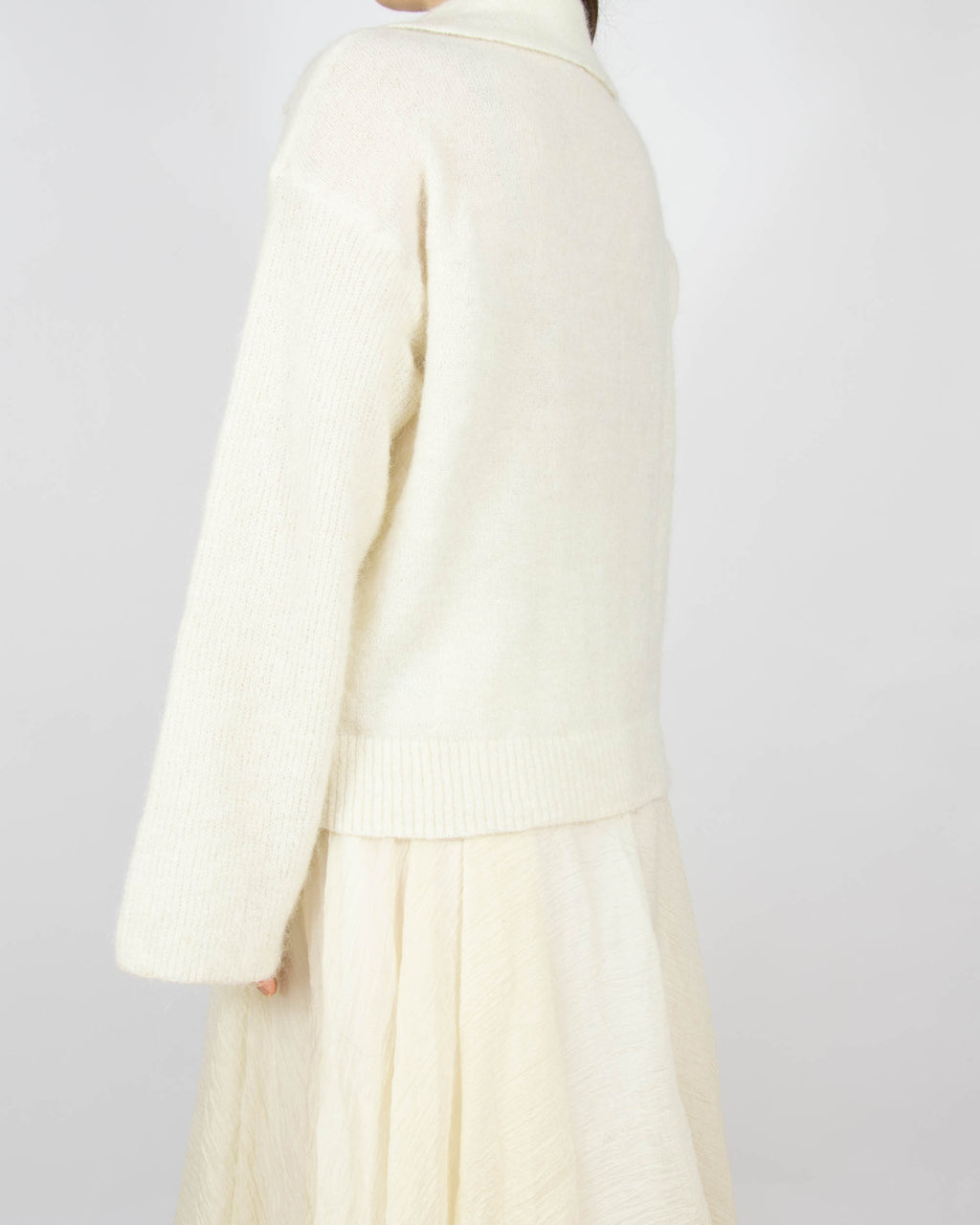 Śmietankowy (alpaka + wełna) sweter Cubus - L