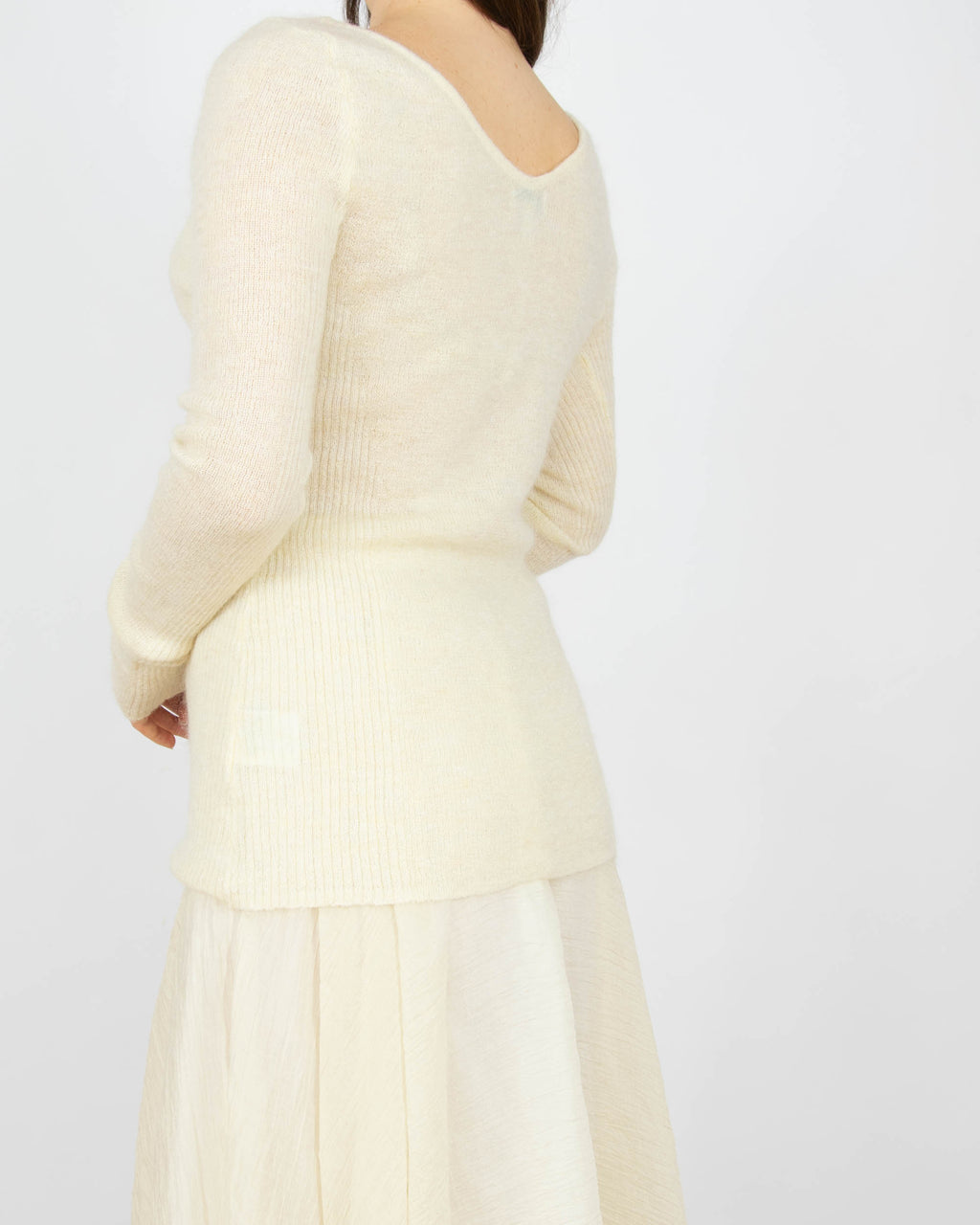 Śmietankowy (moher + wełna) sweter H&M Edition - S