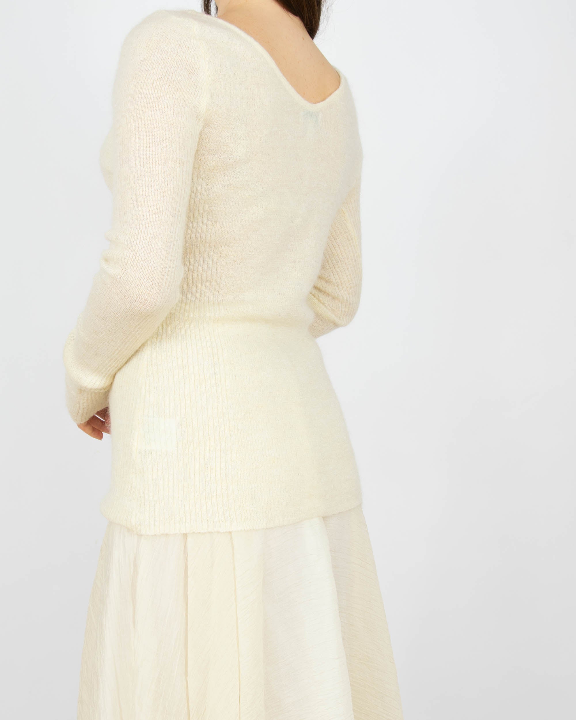 Śmietankowy (moher + wełna) sweter H&M Edition - S