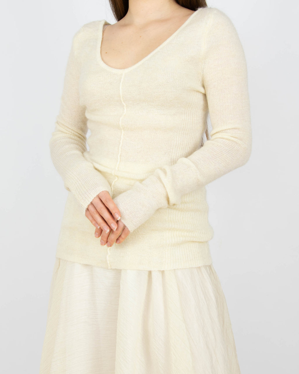 Śmietankowy (moher + wełna) sweter H&M Edition