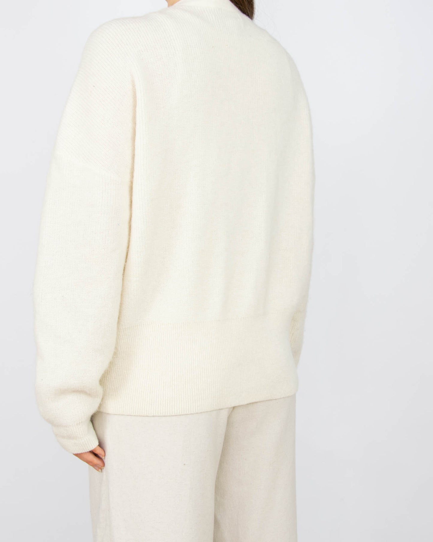 Śmietankowy (alpaka + wełna) kardigan H&M Premium - M