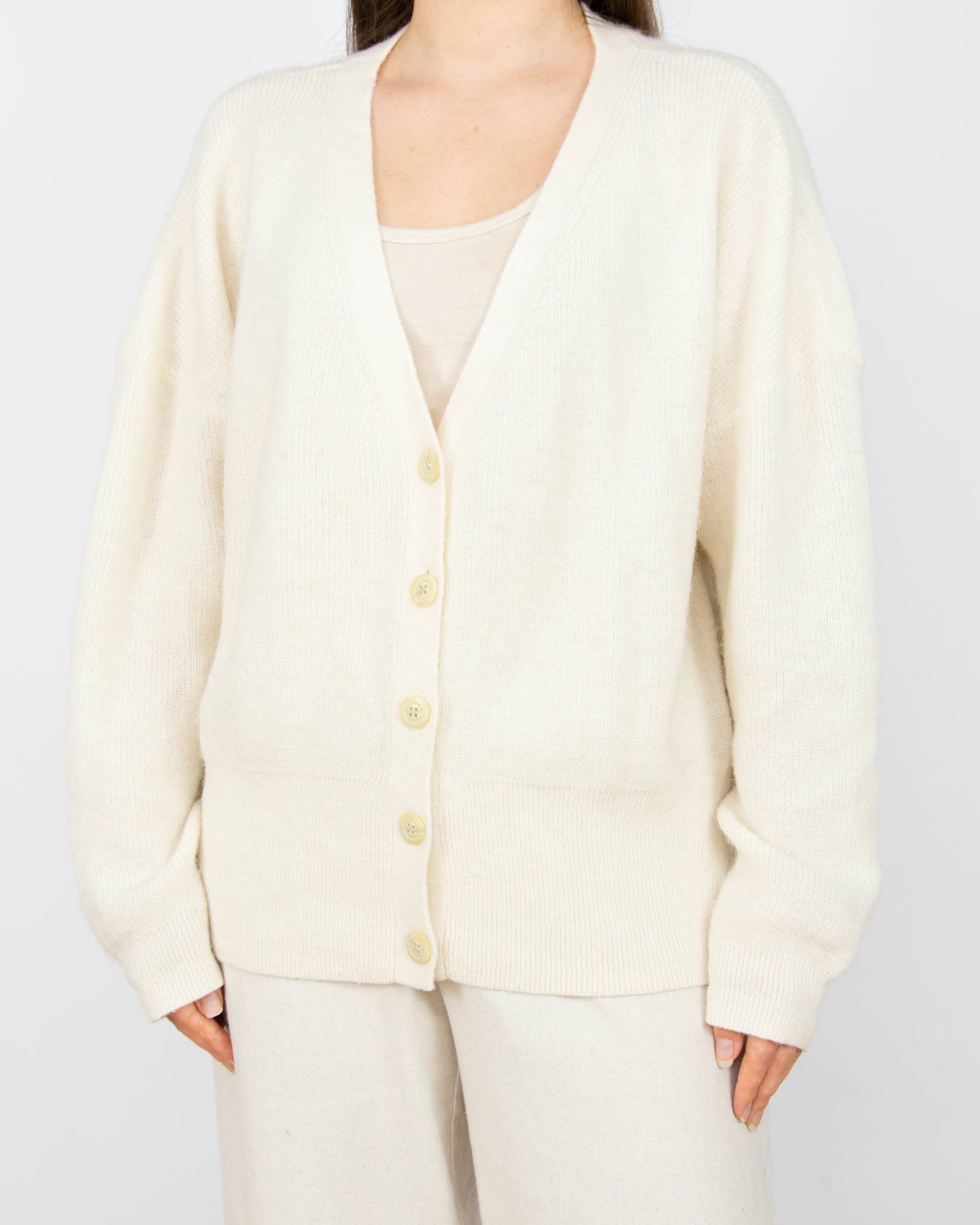 Śmietankowy (alpaka + wełna) kardigan H&M Premium