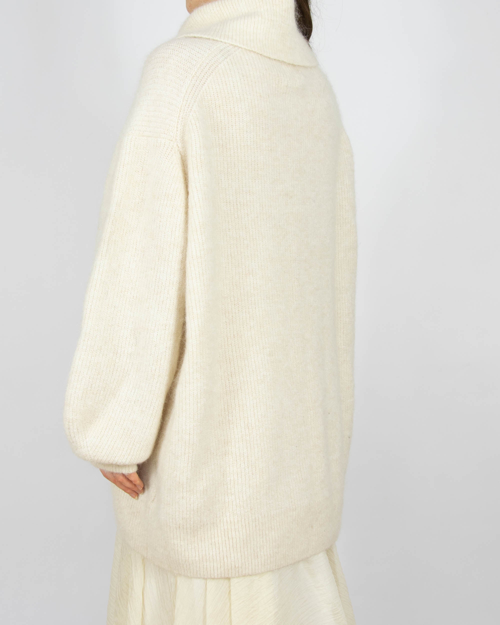 Śmietankowy (wełna + alpaka) sweter H&M Premium - L