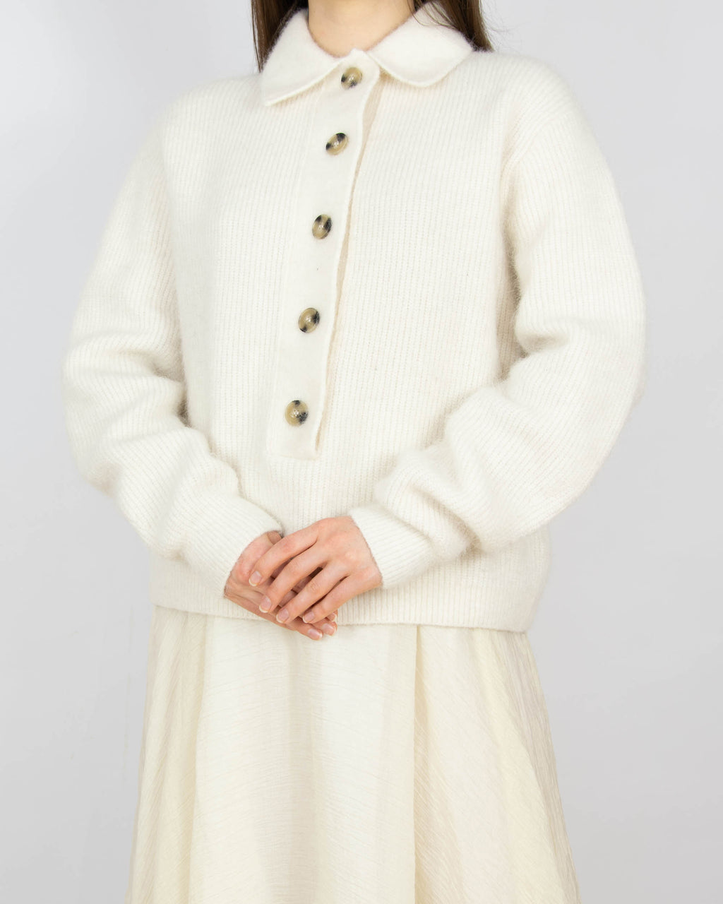 Śmietankowy (wełna + alpaka) sweter H&M Premium