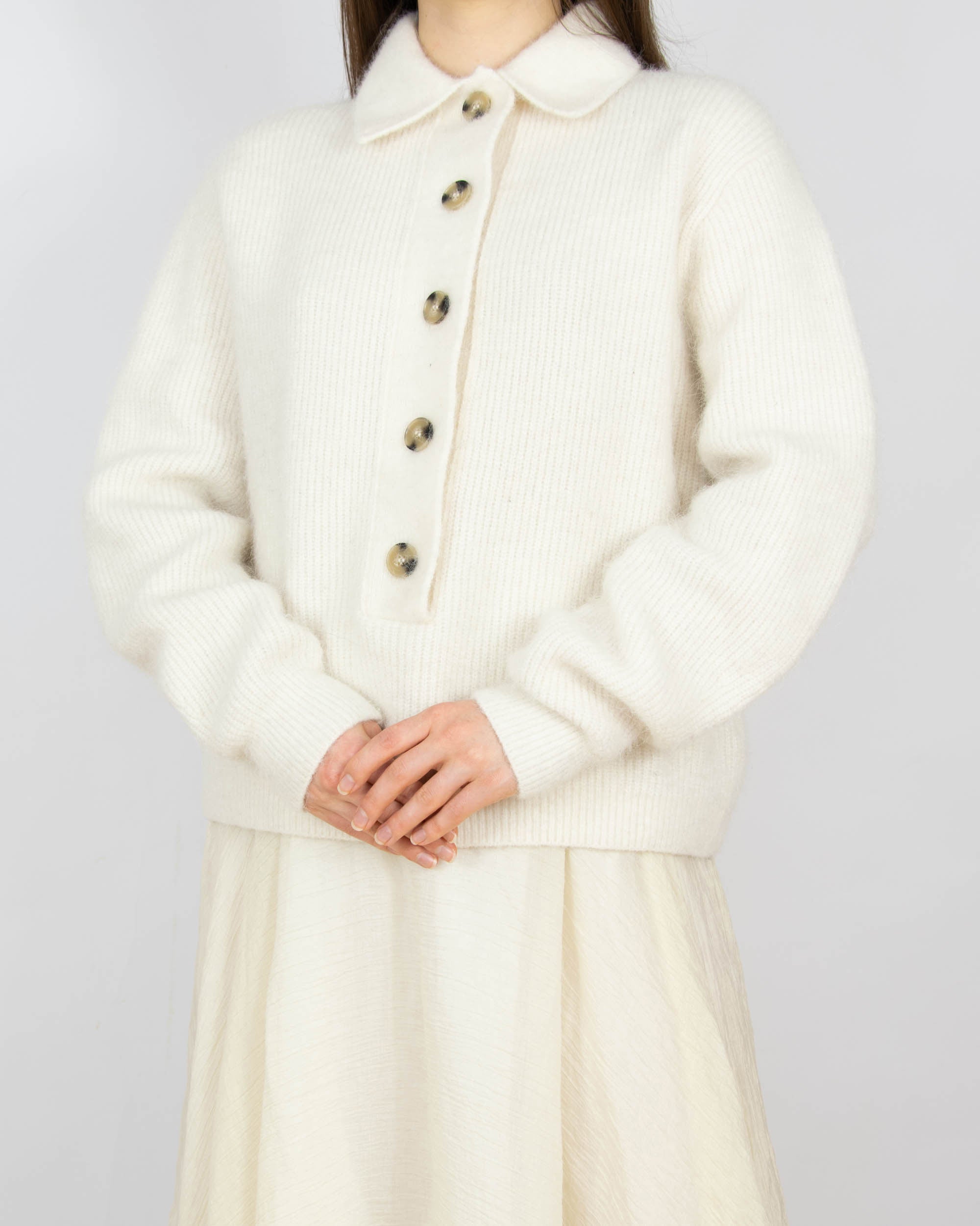 Śmietankowy (wełna + alpaka) sweter H&M Premium
