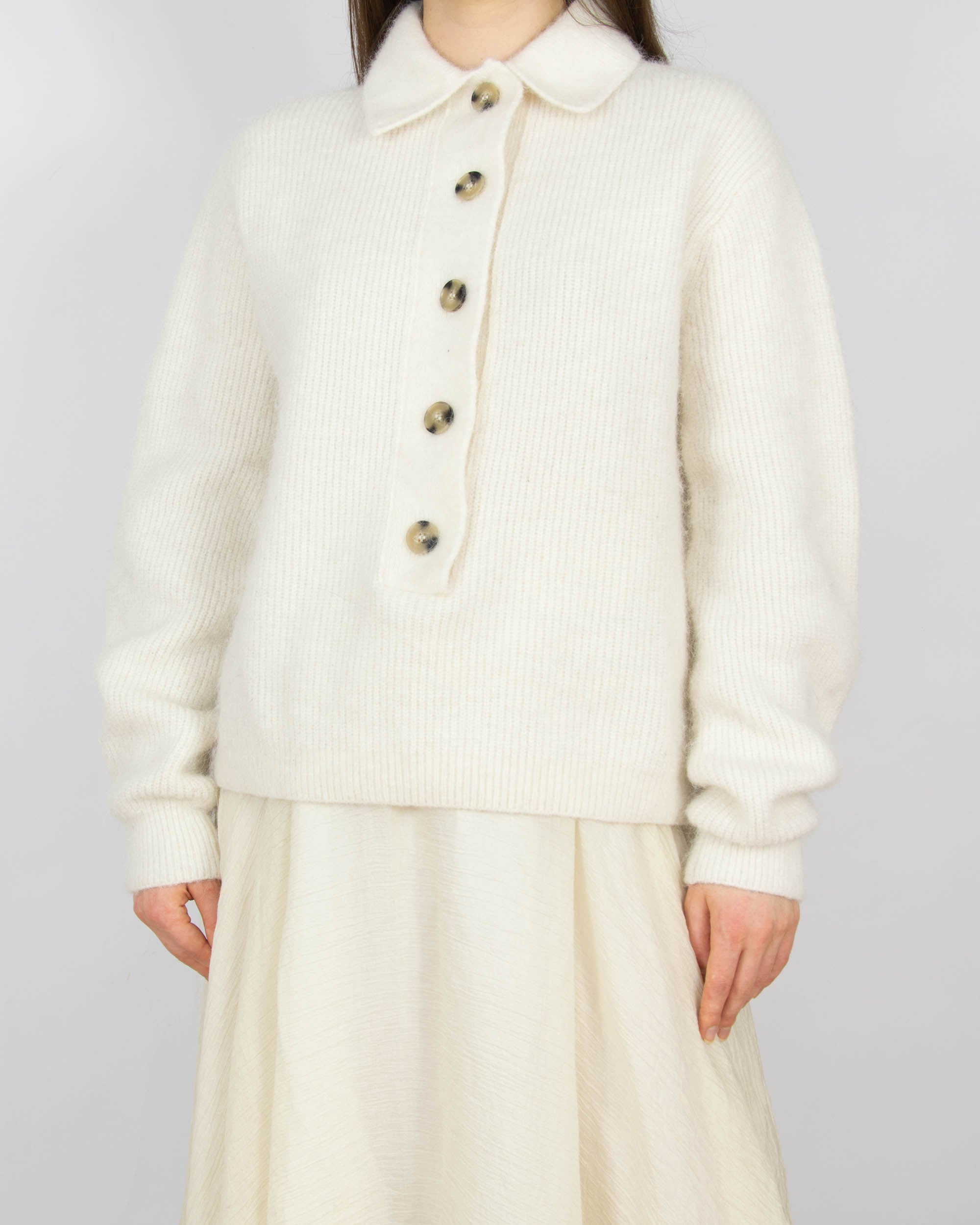 Śmietankowy (wełna + alpaka) sweter H&M Premium - S