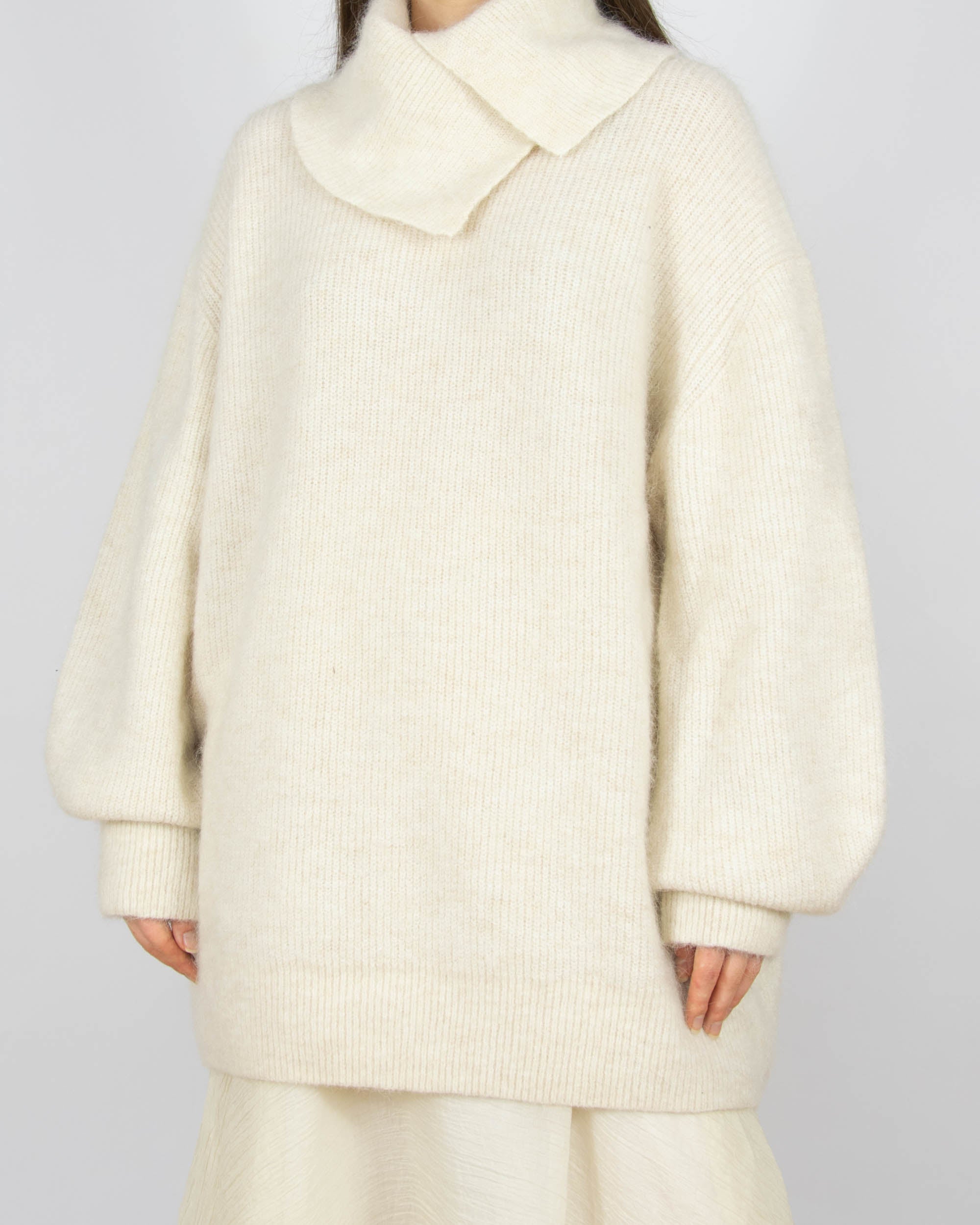 Śmietankowy (wełna + alpaka) sweter H&M Premium