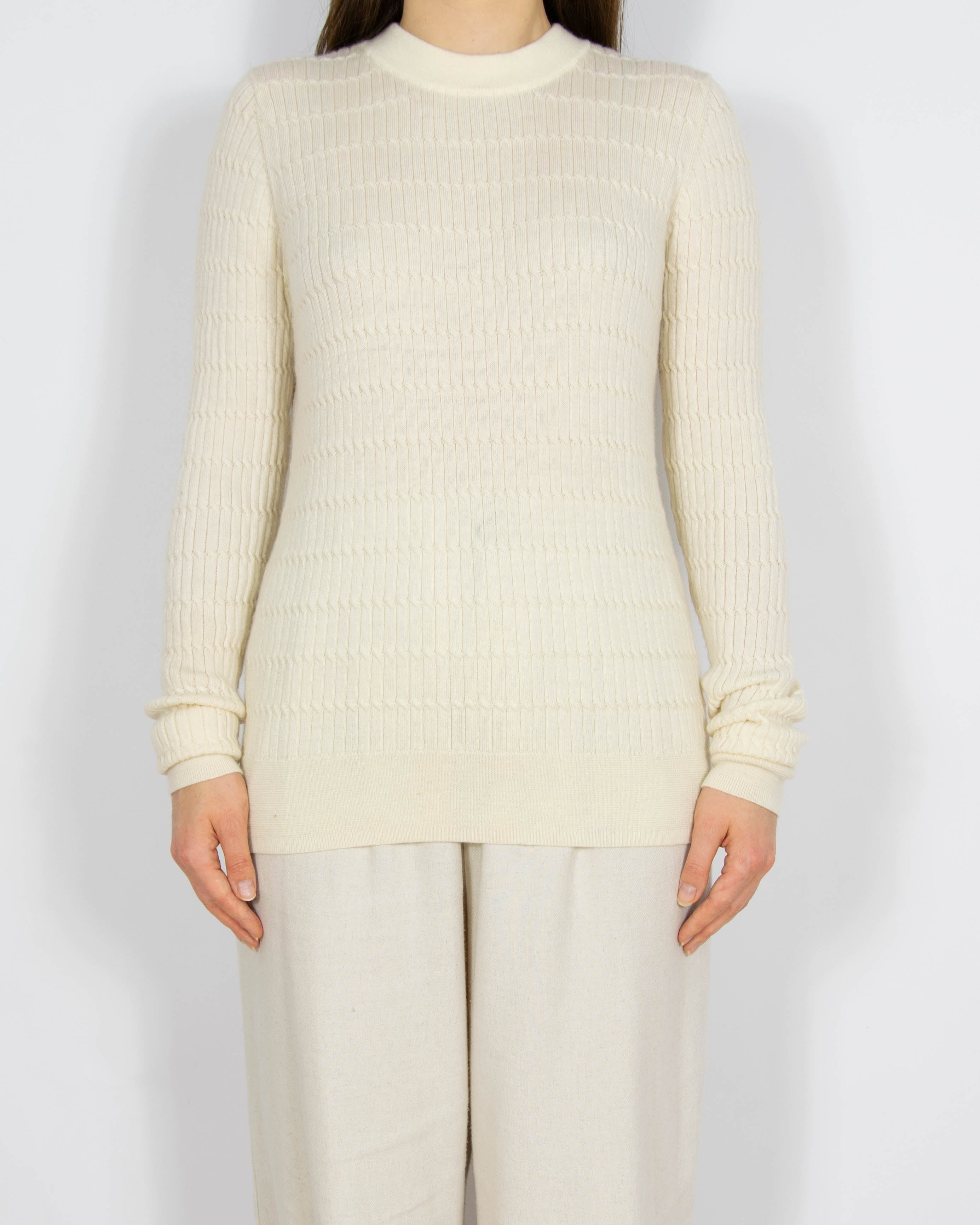Śmietankowy wełniany (merino) sweter Cubus
