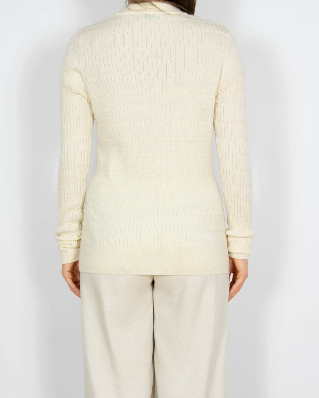 Śmietankowy wełniany (merino) sweter Cubus - L