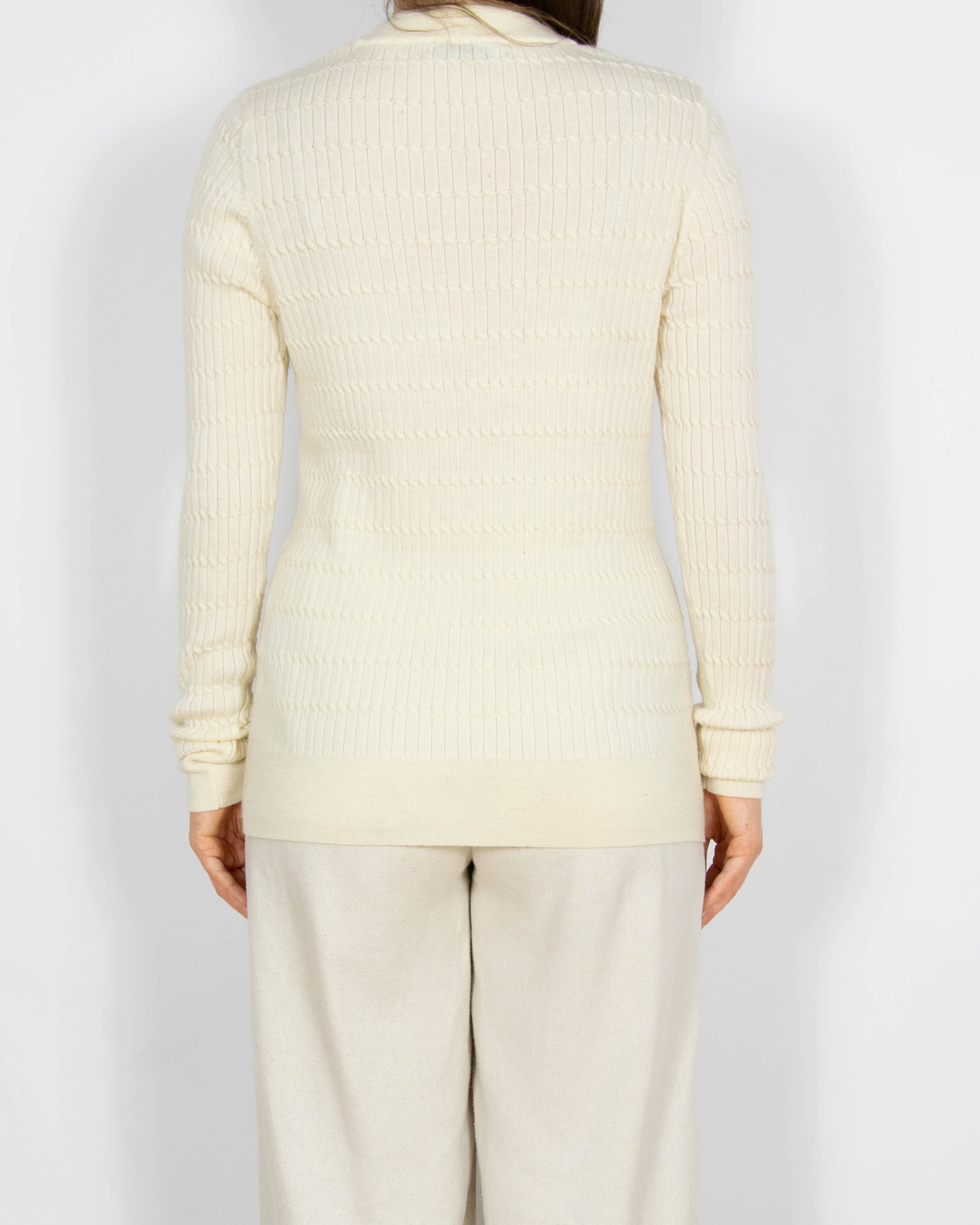 Śmietankowy wełniany (merino) sweter Cubus - L