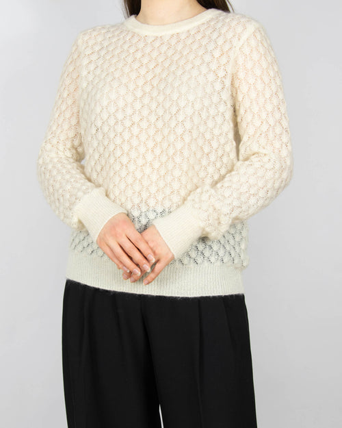 Śmietankowy (moher + wełna) sweter skandynawskiej marki Blu