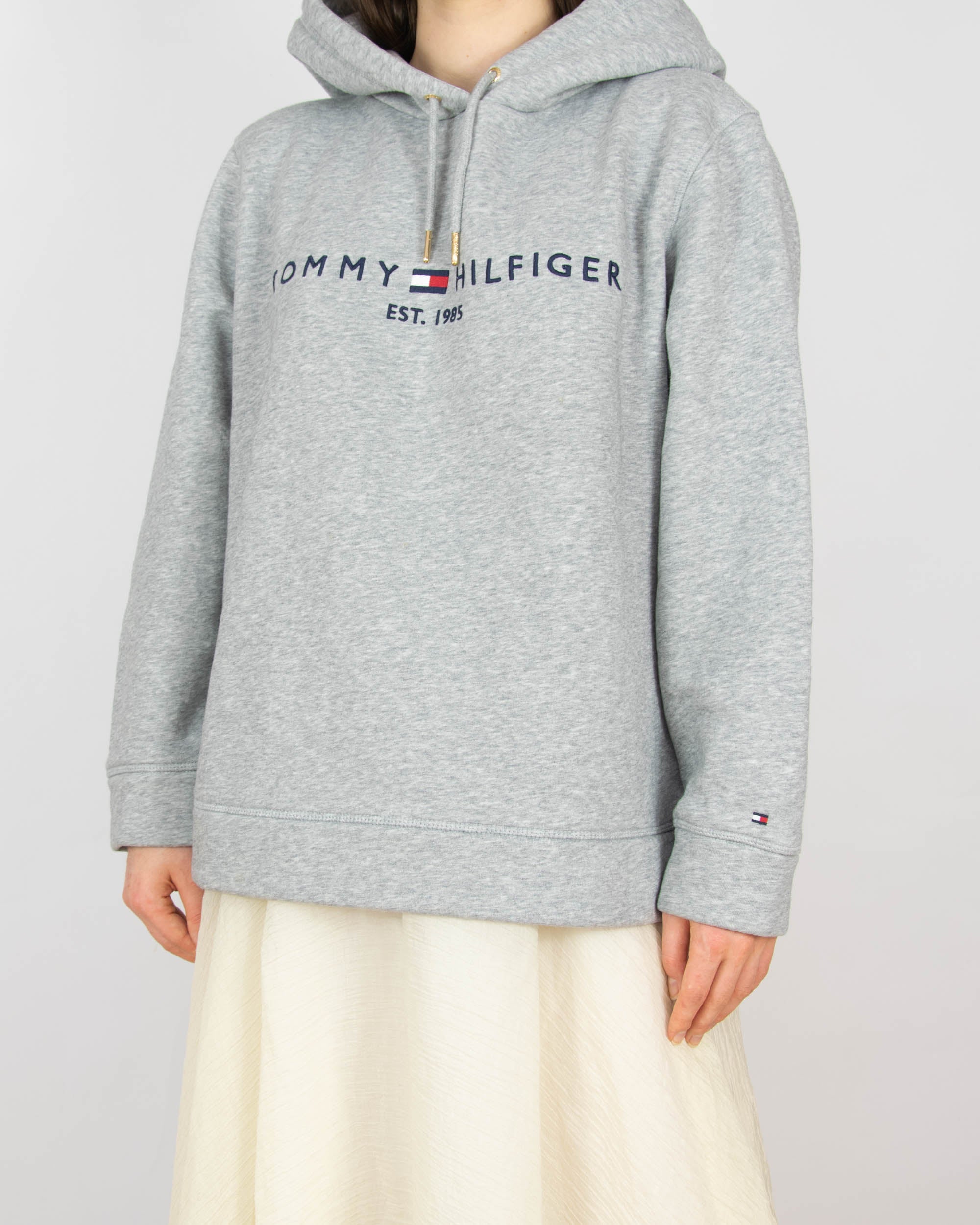 Szara bawełniana bluza z kapturem Tommy Hilfiger - L