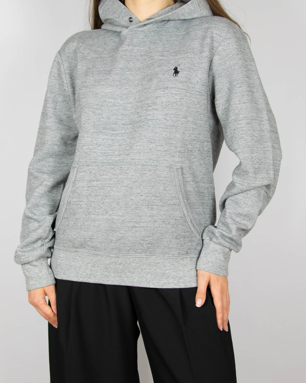Szara sportowa bluza z kapturem marki premium Ralph Lauren