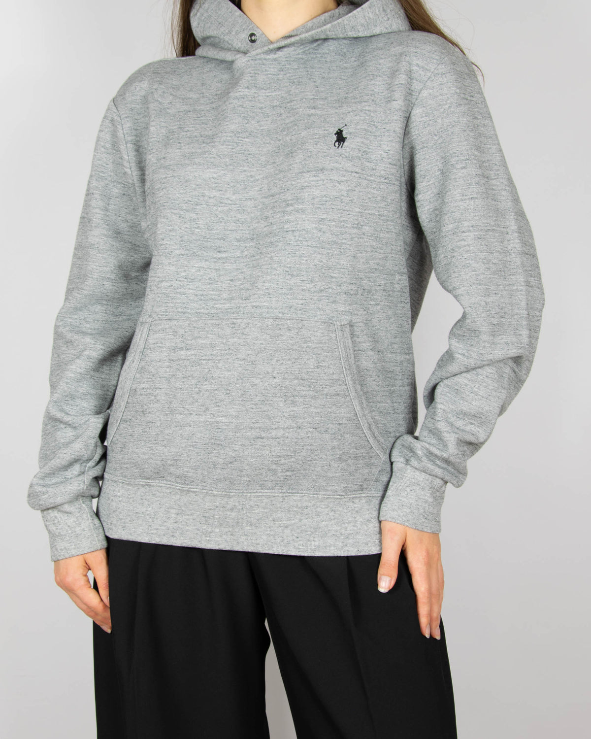 Szara sportowa bluza z kapturem marki premium Ralph Lauren