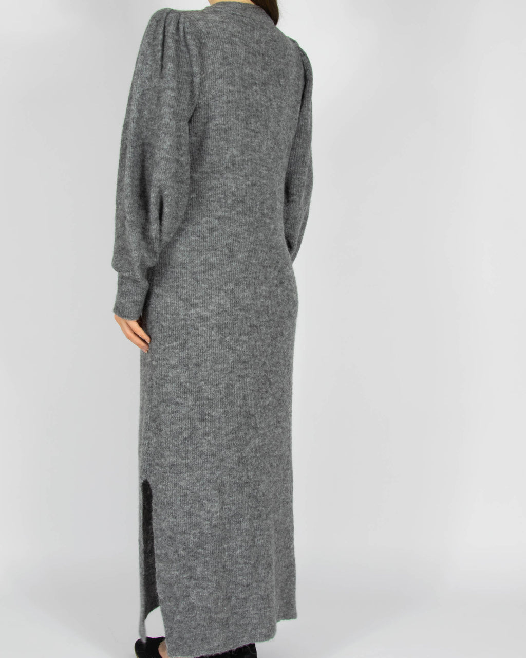 Szara (wełna + moher) sukienka maxi ICHI - S