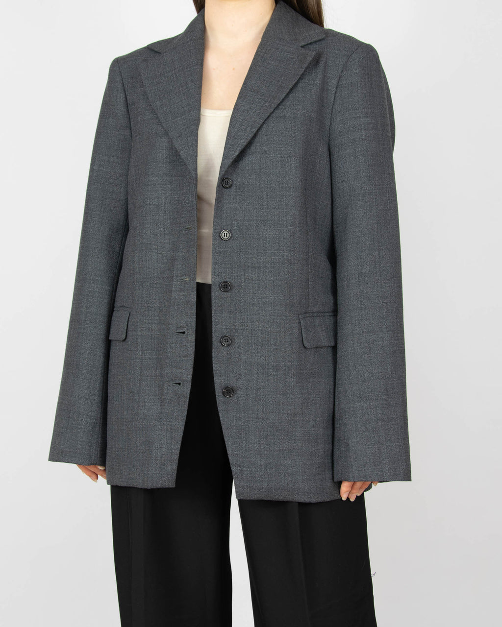 Szara wełniana marynarka duńskiej marki premium THE GARMENT