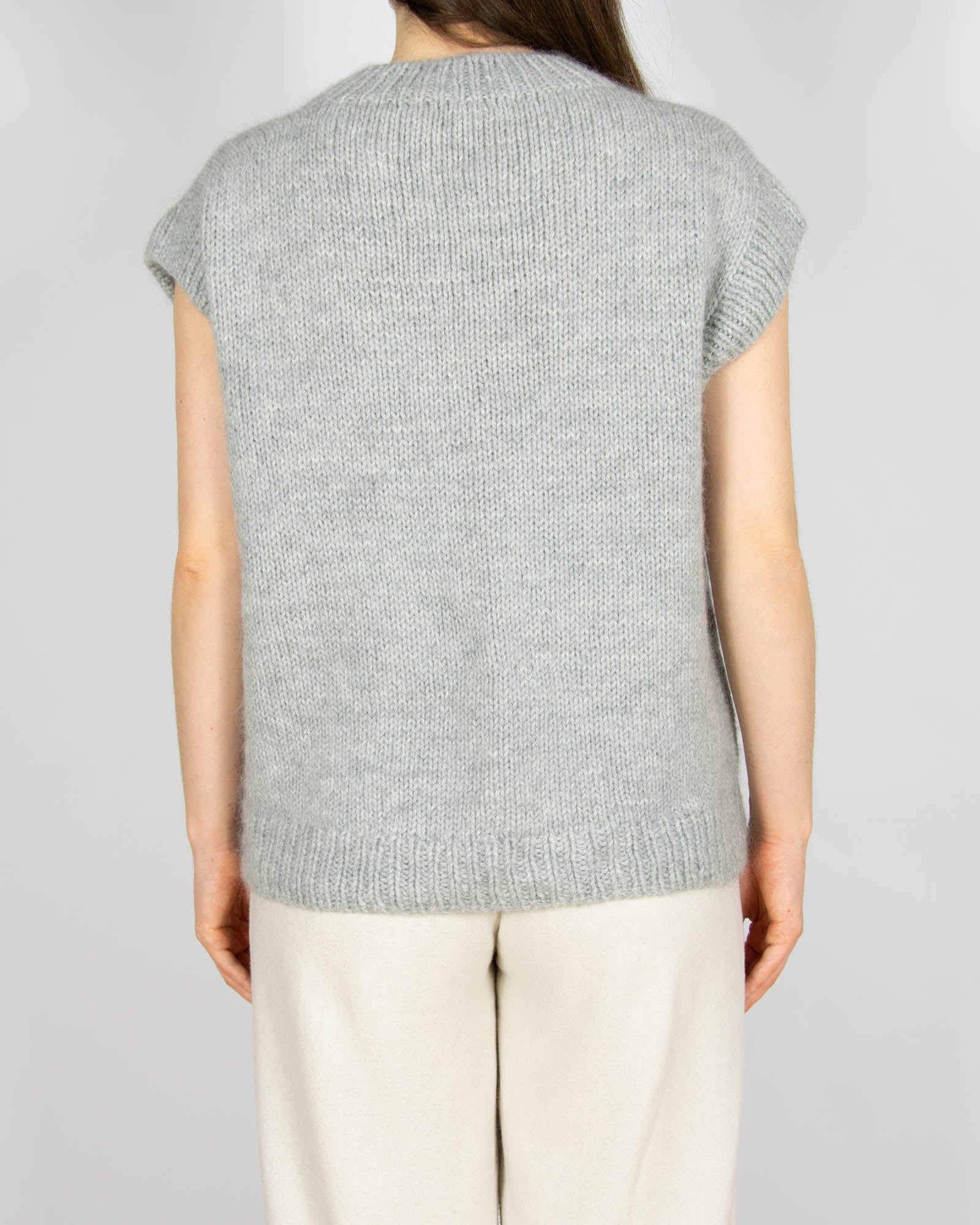 Szara moherowa kamizelka handmade - M/L