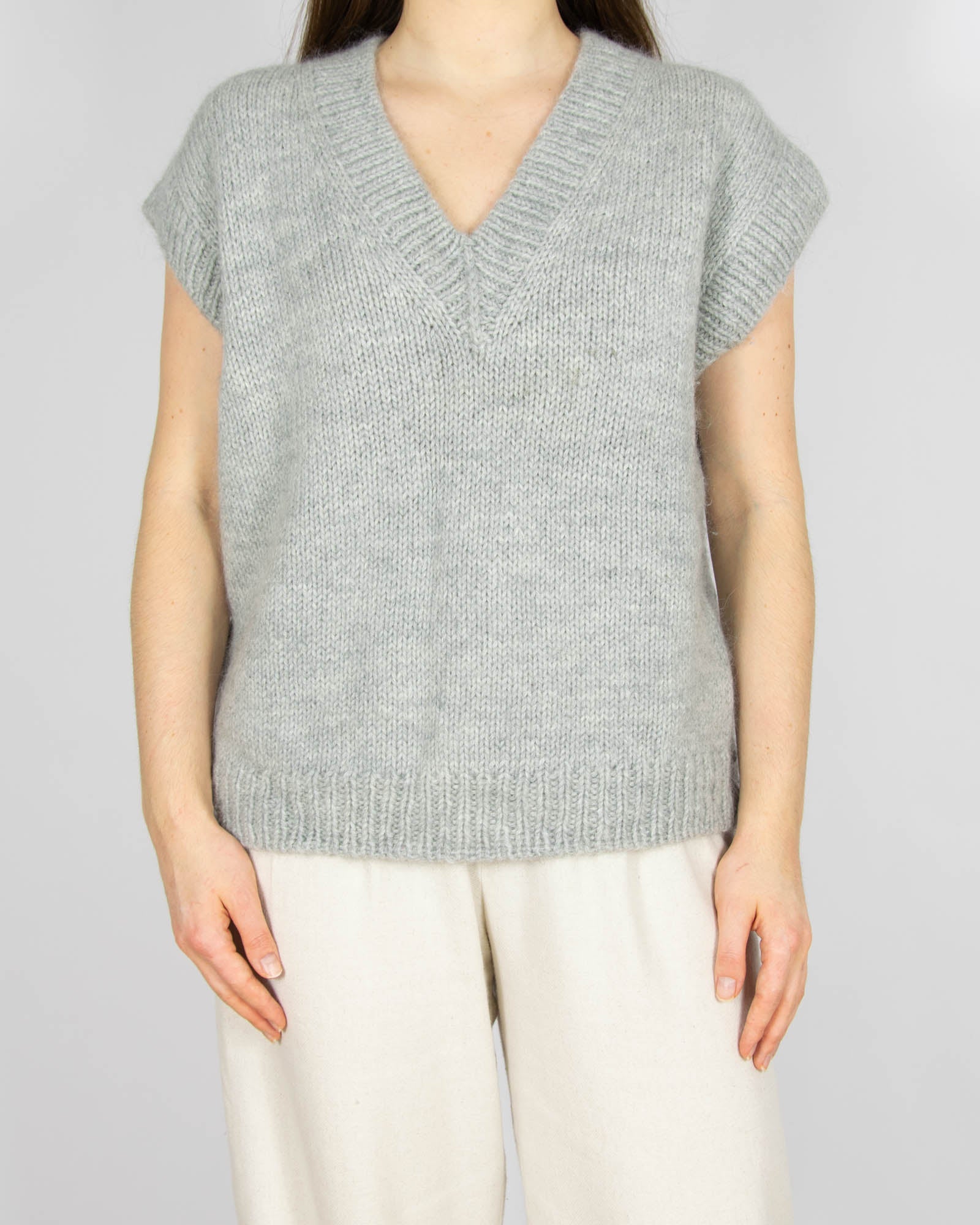 Szara moherowa kamizelka handmade - M/L