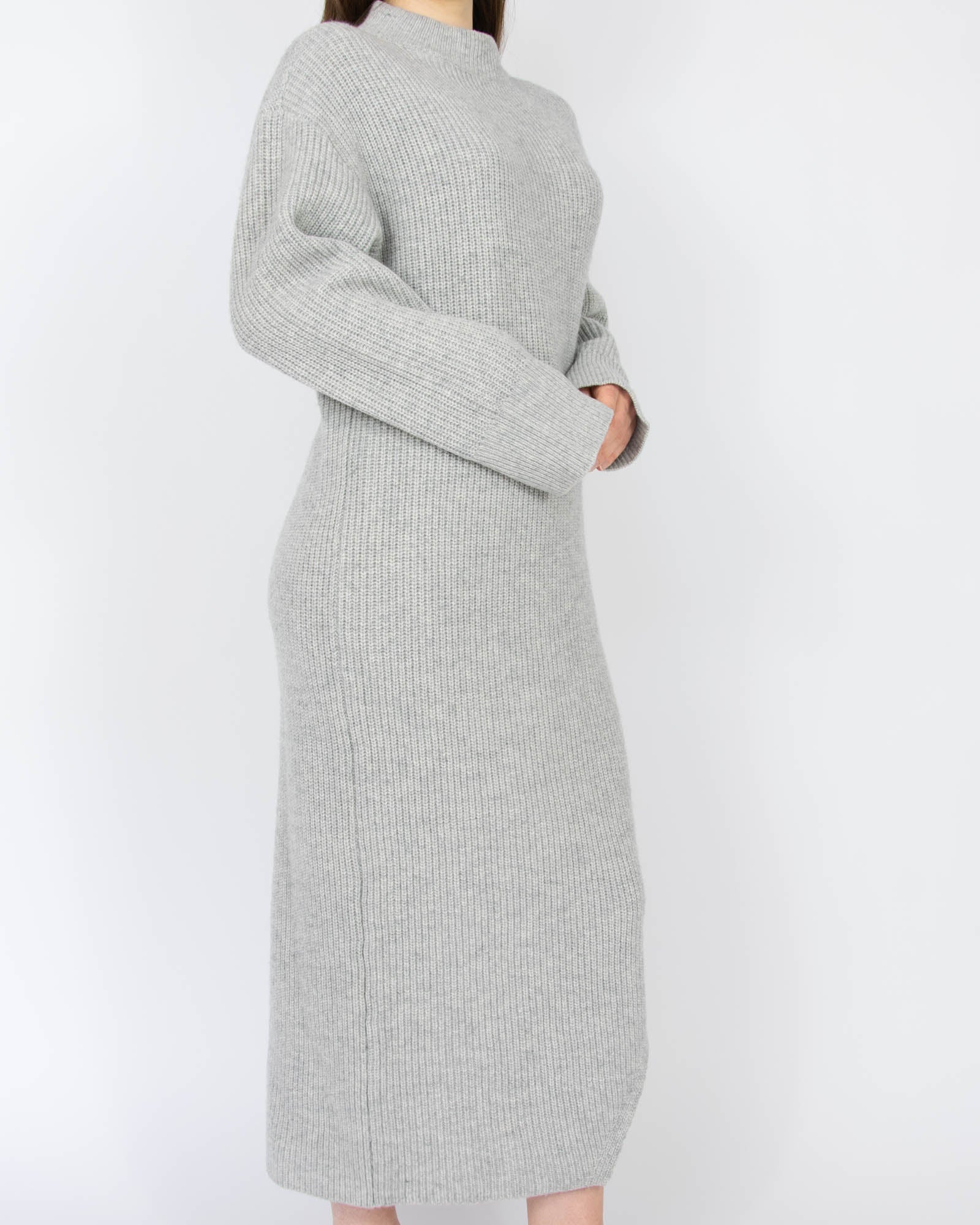 Szara wełniana długa sukienka NORR - S