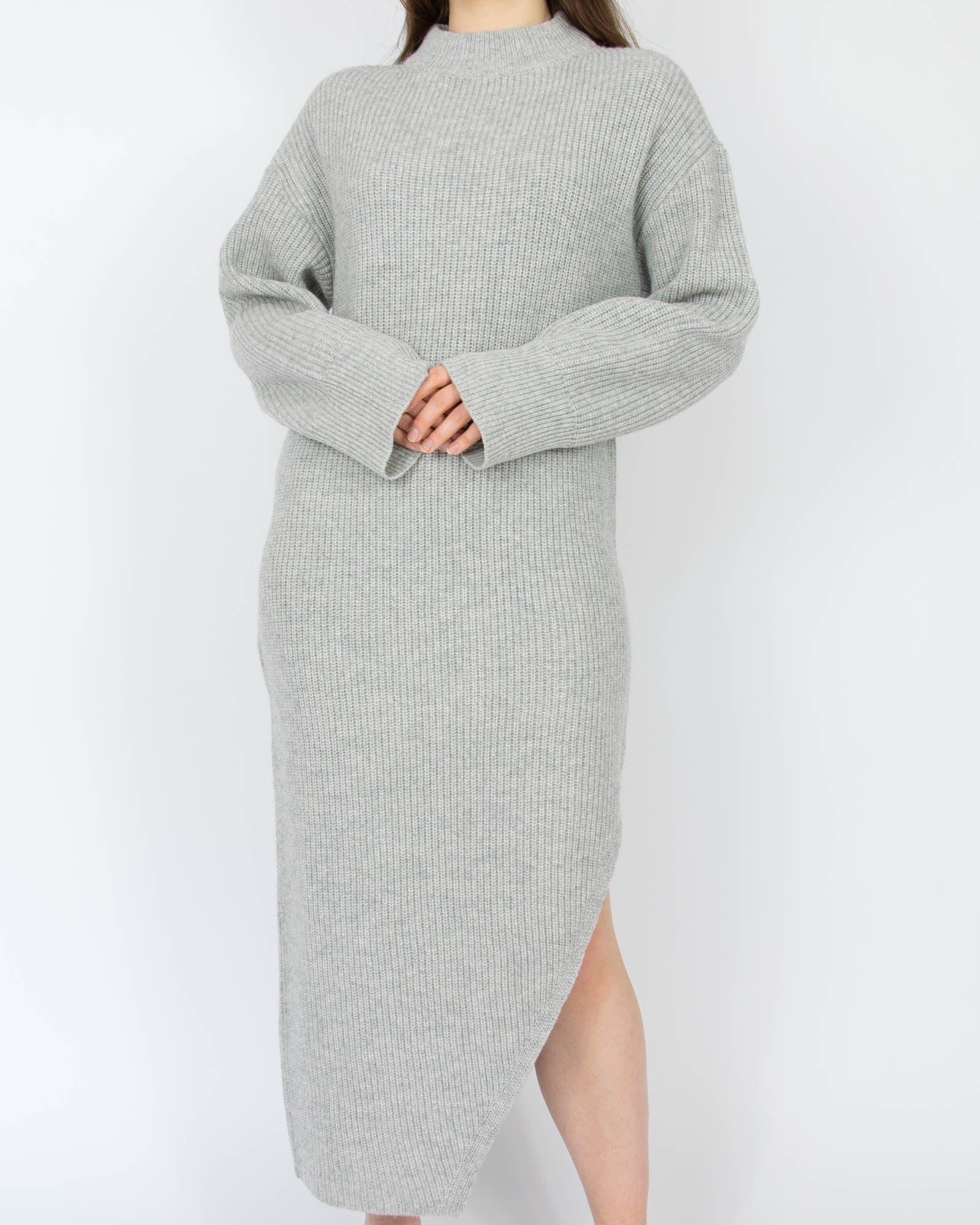 Szara wełniana długa sukienka NORR - S